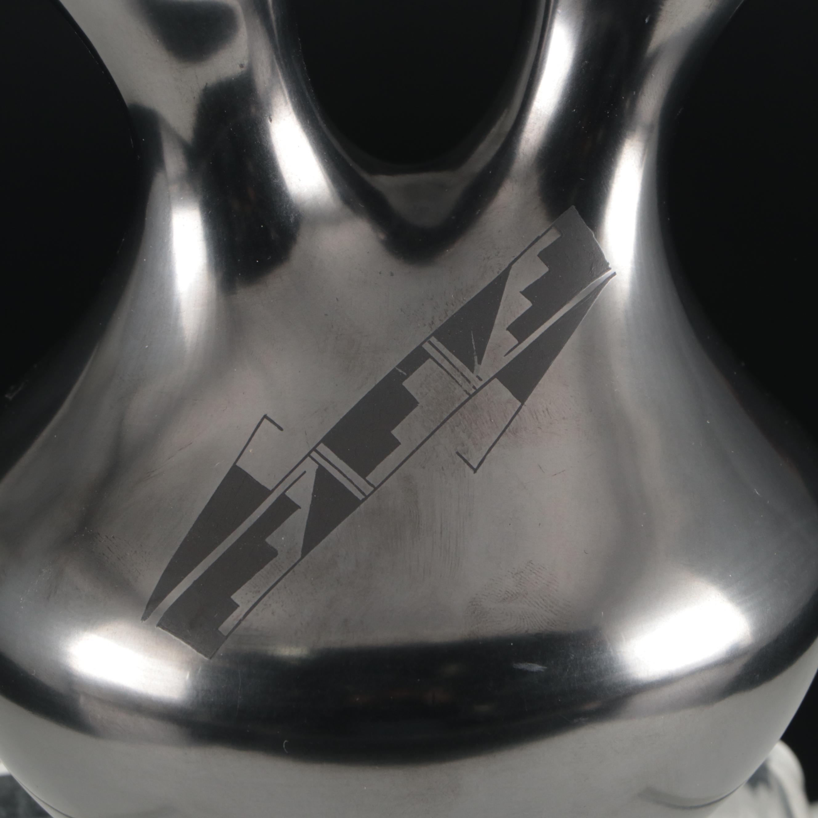 Martin Olivas Art Pottery Mata Ortiz Blackware Wedding Vase