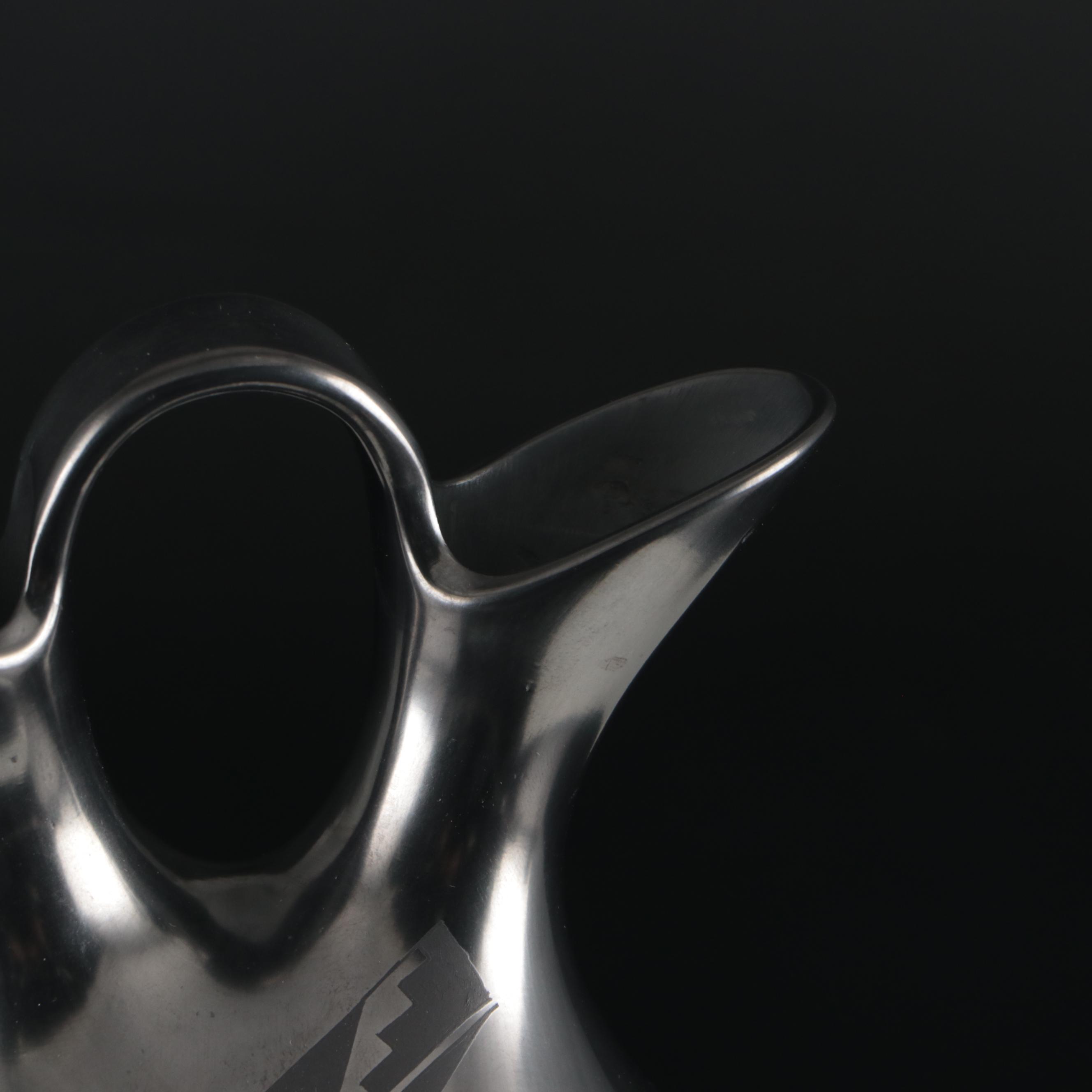 Martin Olivas Art Pottery Mata Ortiz Blackware Wedding Vase