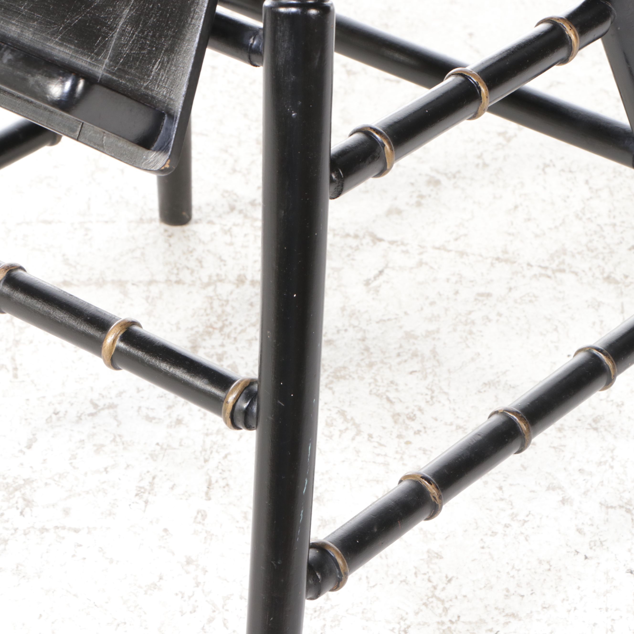 Aesthetic Movement Style Gilt Accented Ebonized Faux Bamboo Highchair