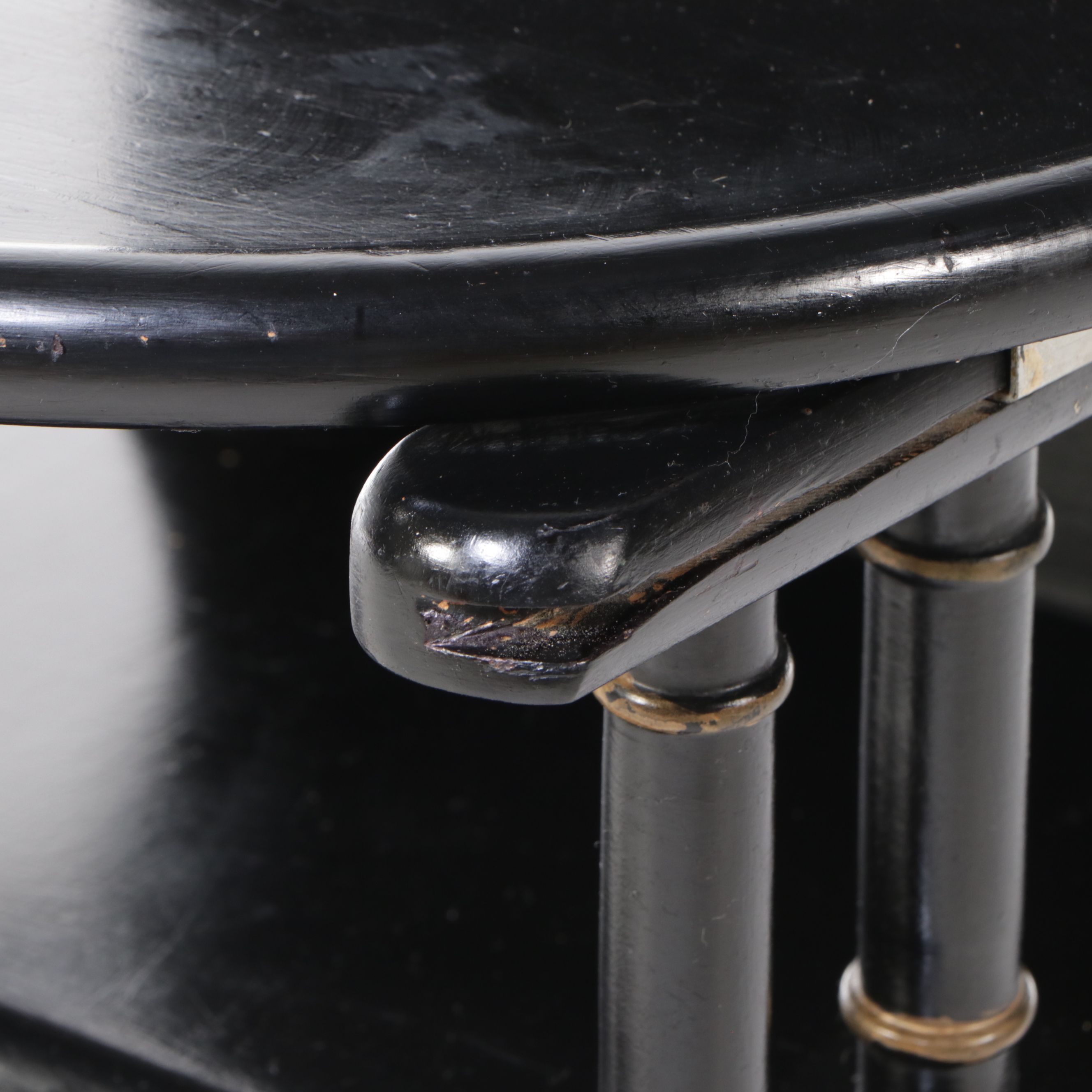 Aesthetic Movement Style Gilt Accented Ebonized Faux Bamboo Highchair