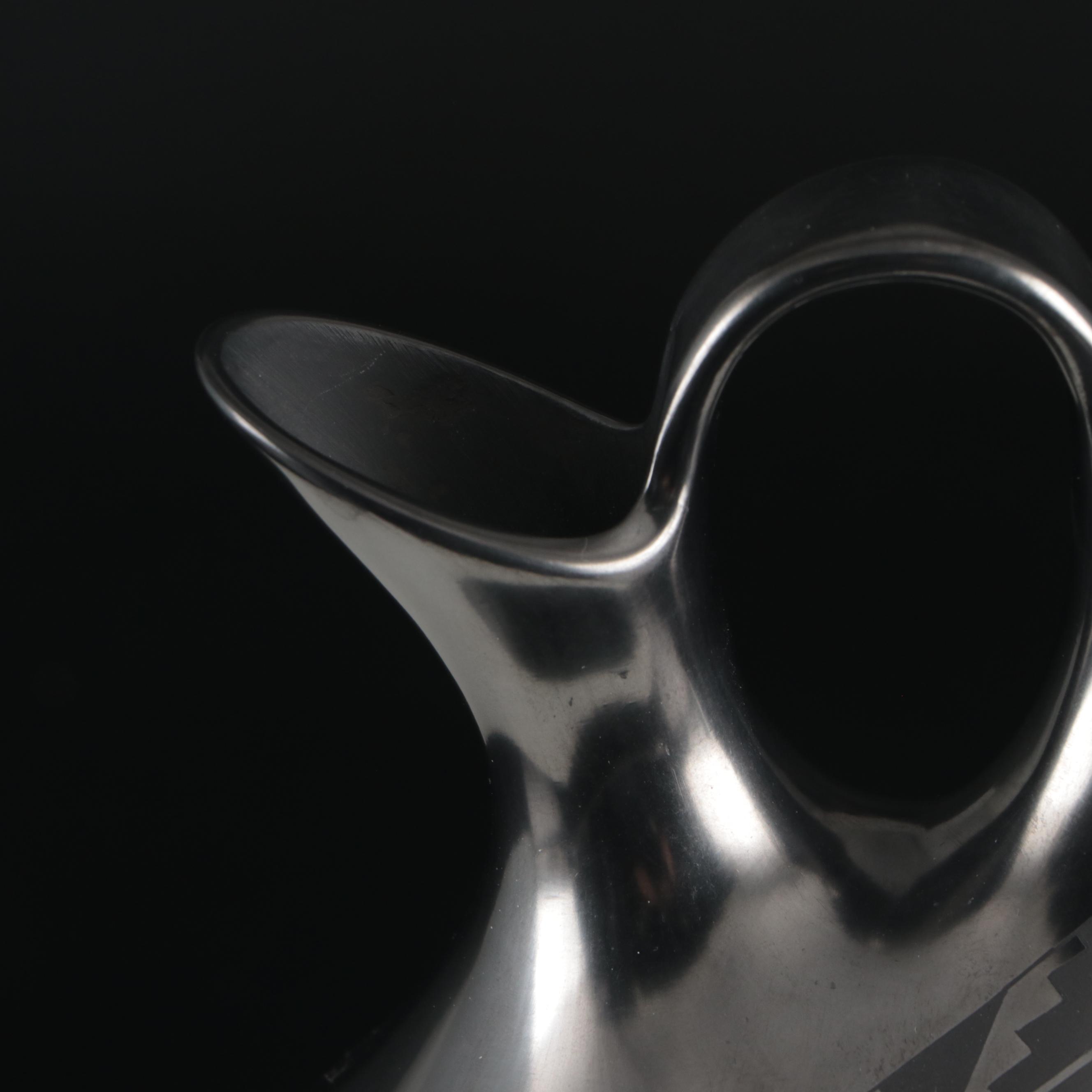 Martin Olivas Art Pottery Mata Ortiz Blackware Wedding Vase