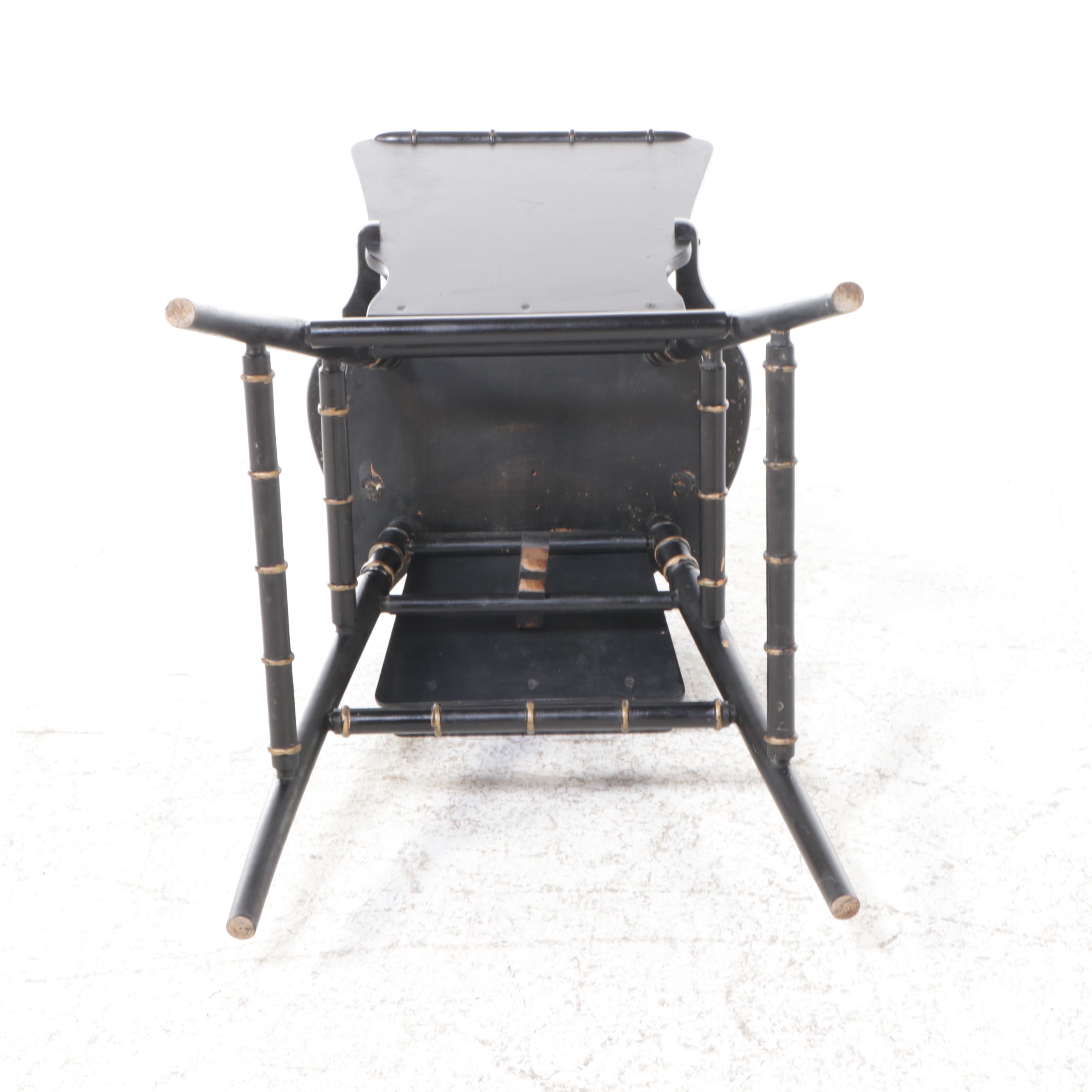 Aesthetic Movement Style Gilt Accented Ebonized Faux Bamboo Highchair