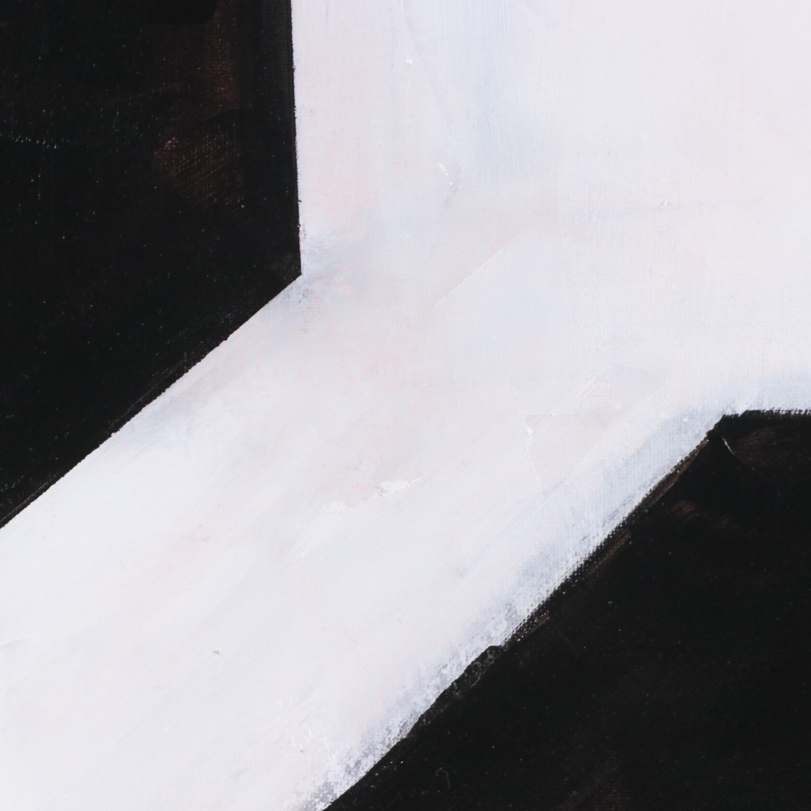 Milagros Pongo Abstract Mixed Media Painting "Blanco y Negro," 21st Century