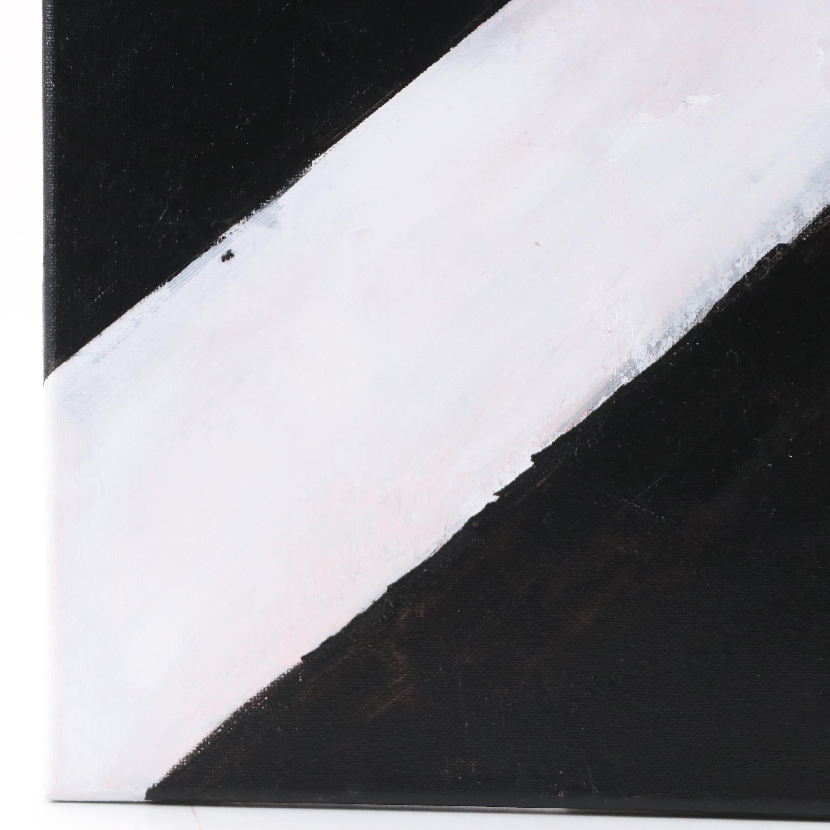 Milagros Pongo Abstract Mixed Media Painting "Blanco y Negro," 21st Century