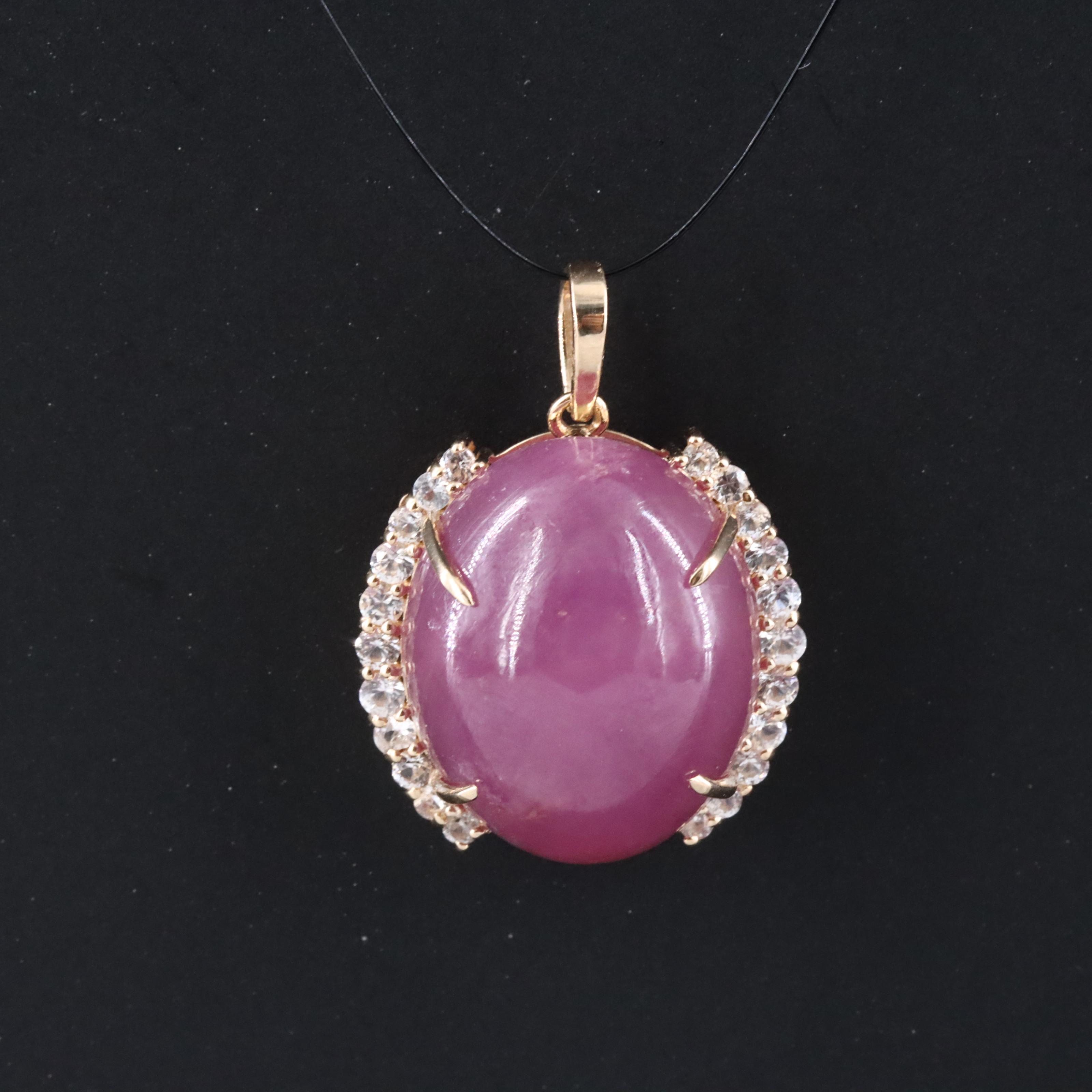 14K 21.30 CT Ruby Pendant with White Sapphire and White Topaz Accents