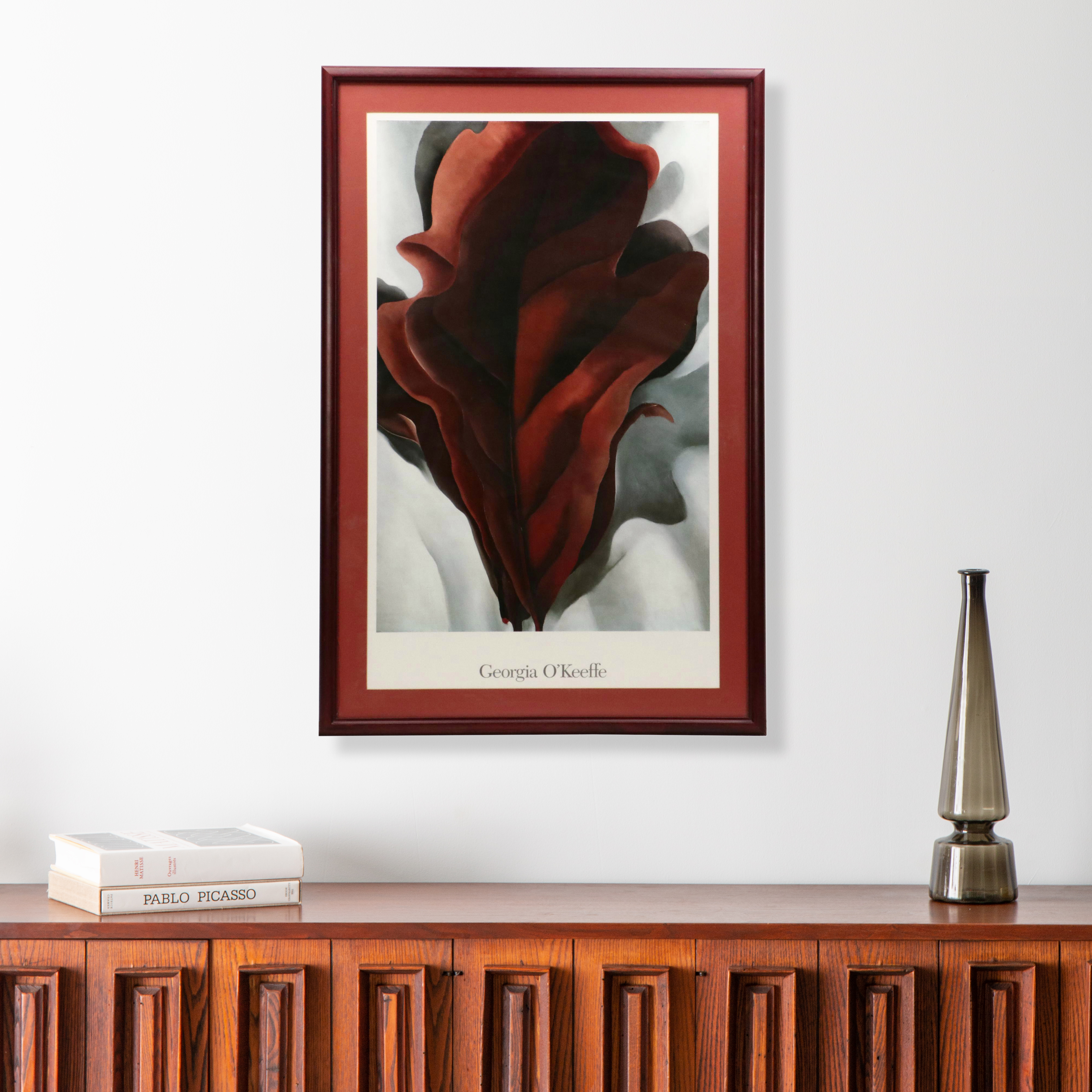 Offset Lithograph After Georgia O'Keeffe "Large Dark Red Leaves on White"