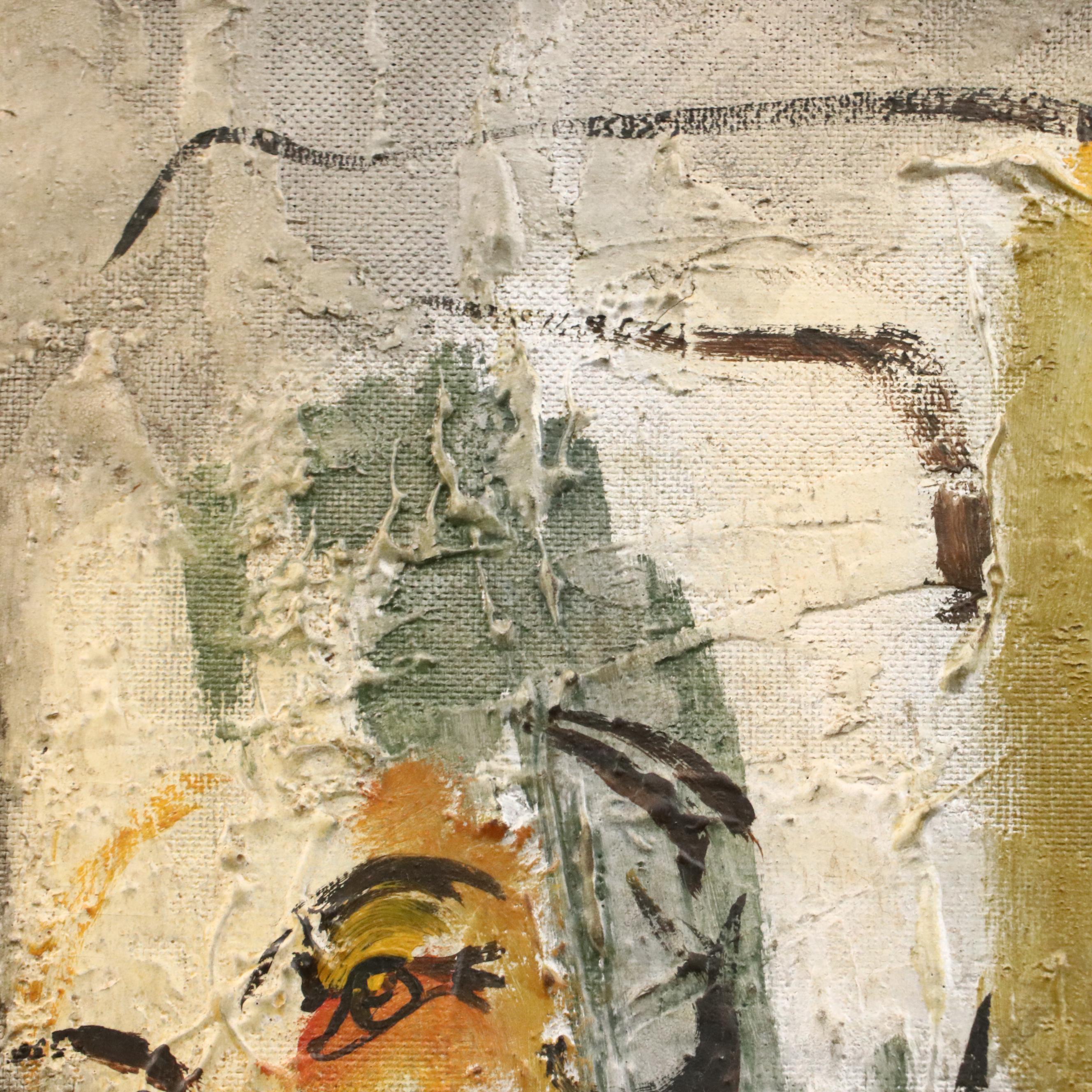 Peter Nicolas Impasto Acrylic Painting of Stylized Female Figure, 1950