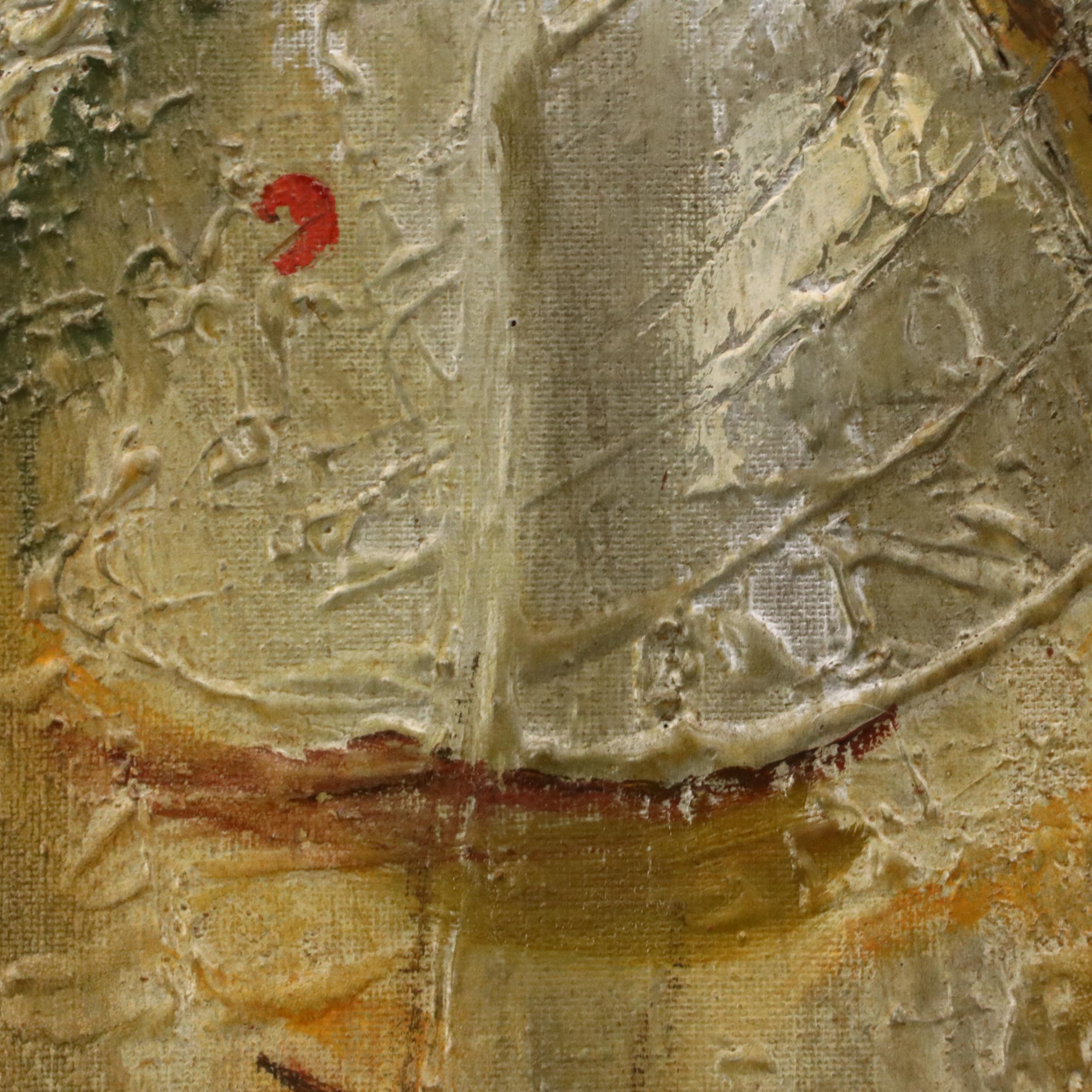 Peter Nicolas Impasto Acrylic Painting of Stylized Female Figure, 1950