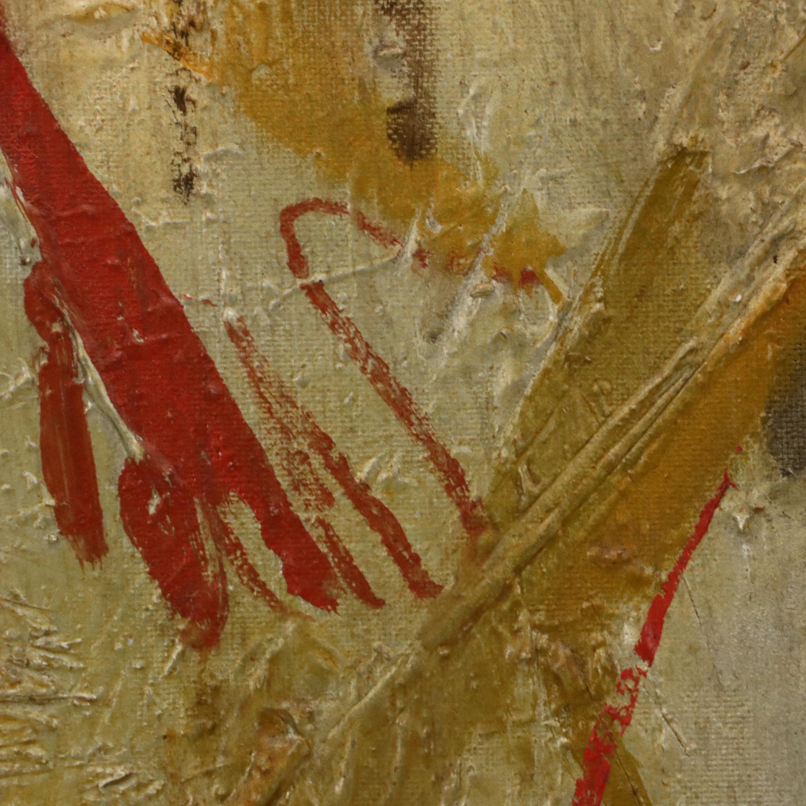 Peter Nicolas Impasto Acrylic Painting of Stylized Female Figure, 1950