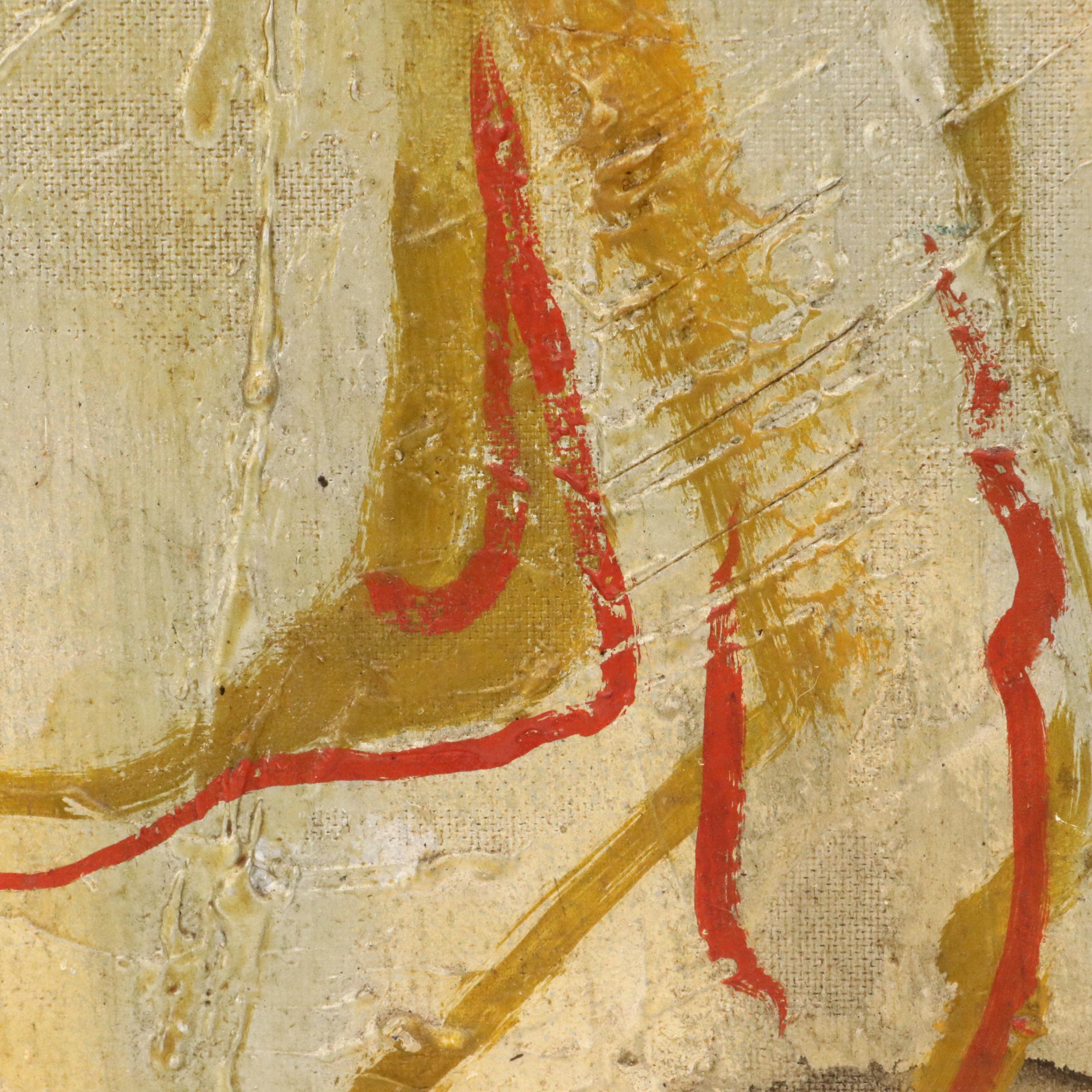 Peter Nicolas Impasto Acrylic Painting of Stylized Female Figure, 1950