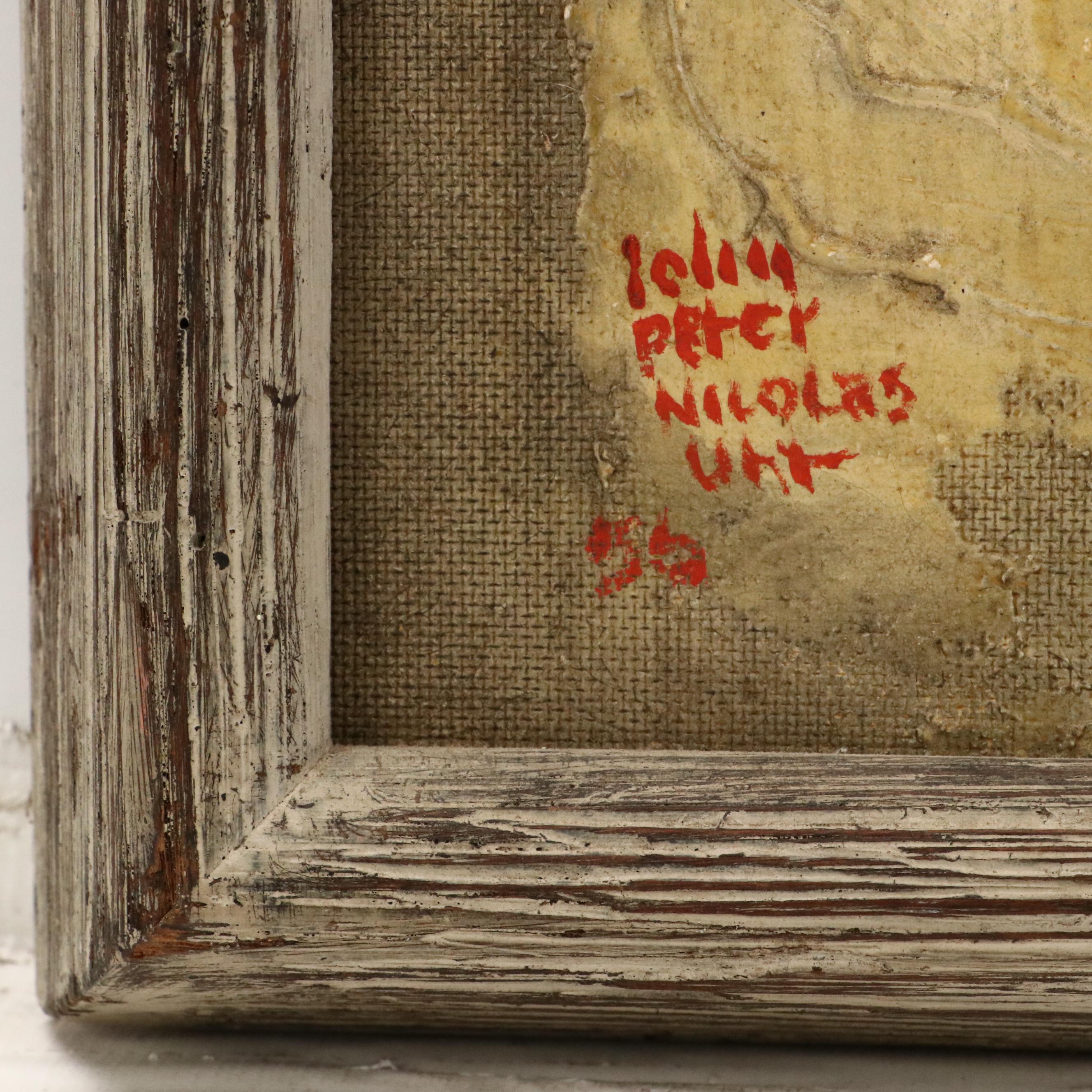 Peter Nicolas Impasto Acrylic Painting of Stylized Female Figure, 1950