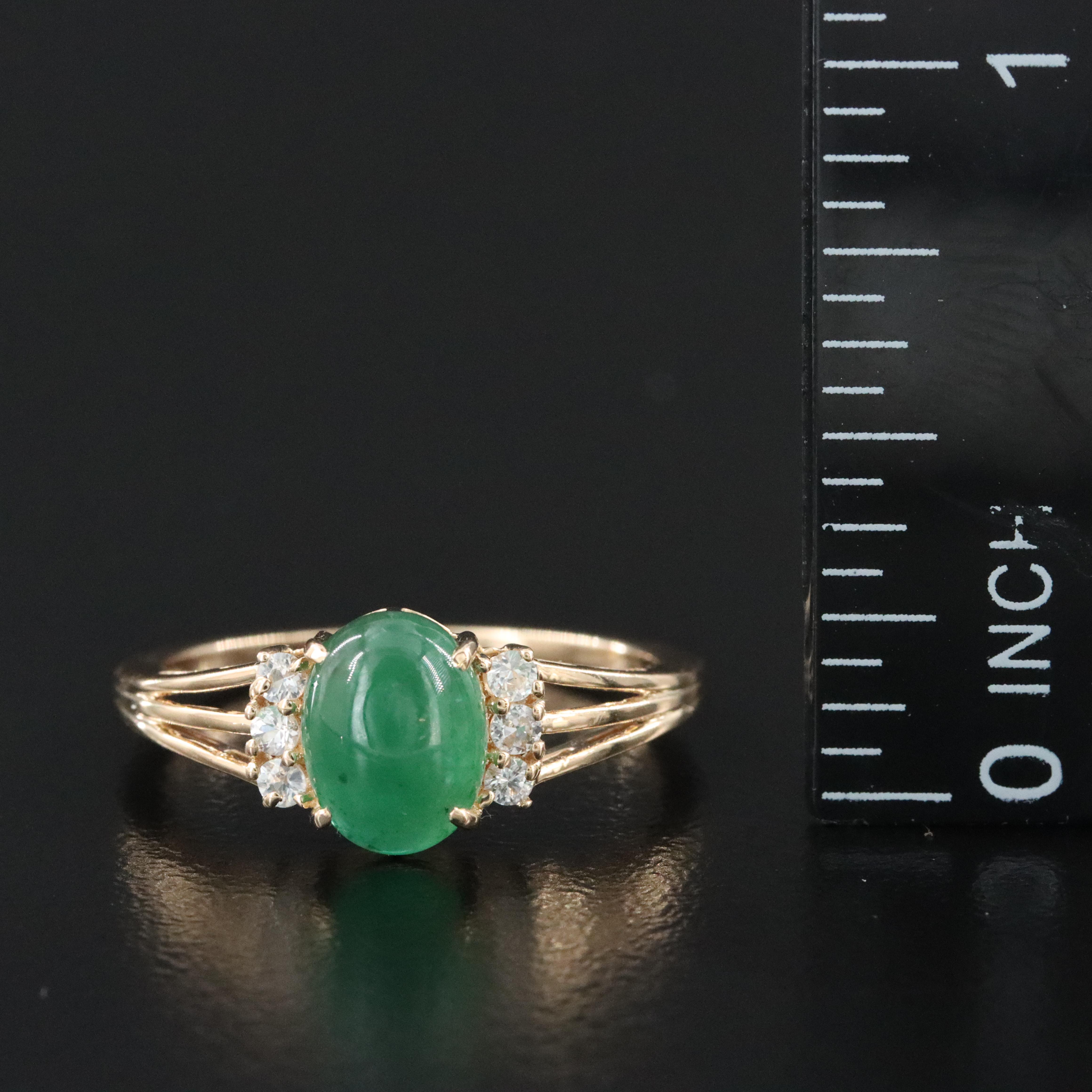 14K Emerald and White Sapphire Ring
