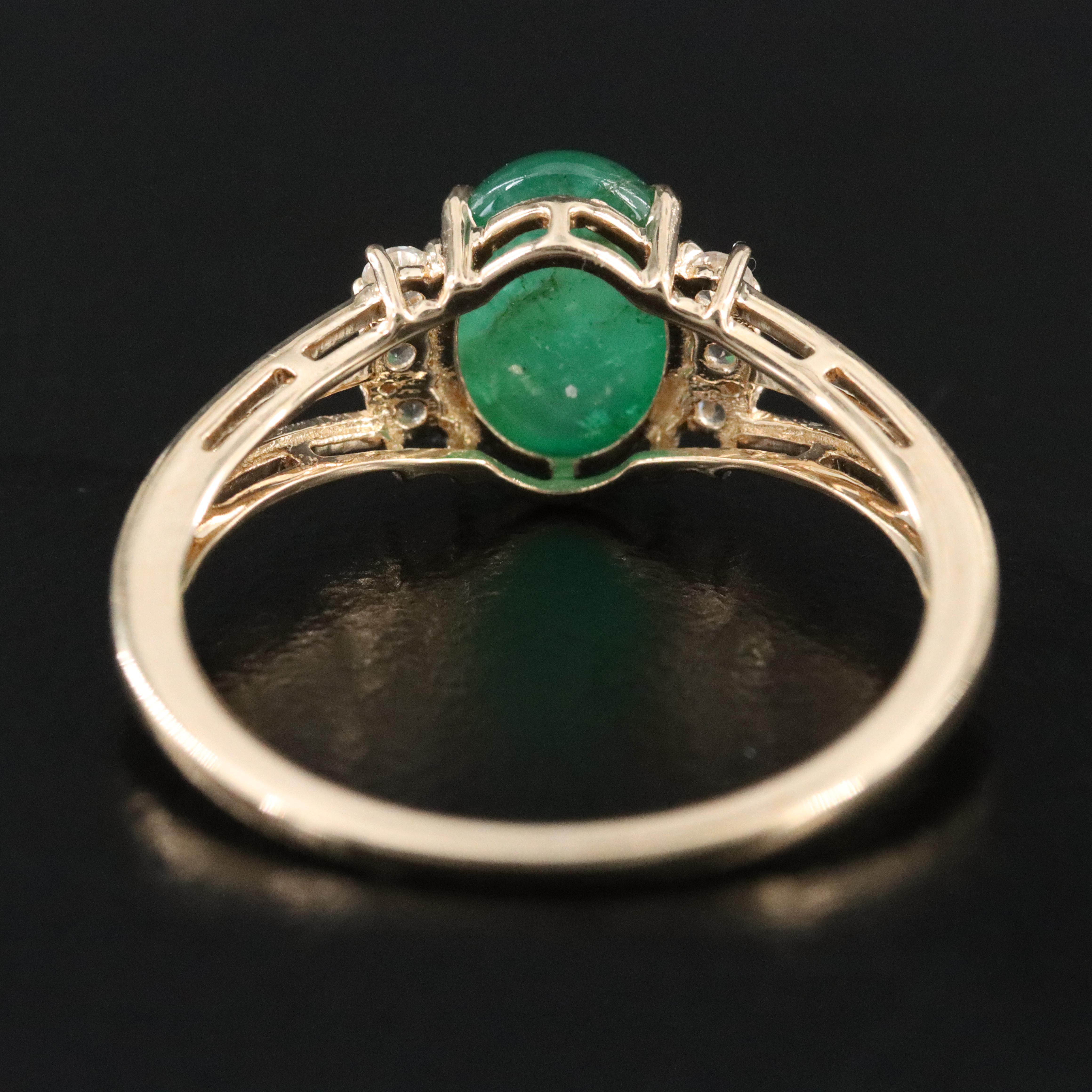 14K Emerald and White Sapphire Ring