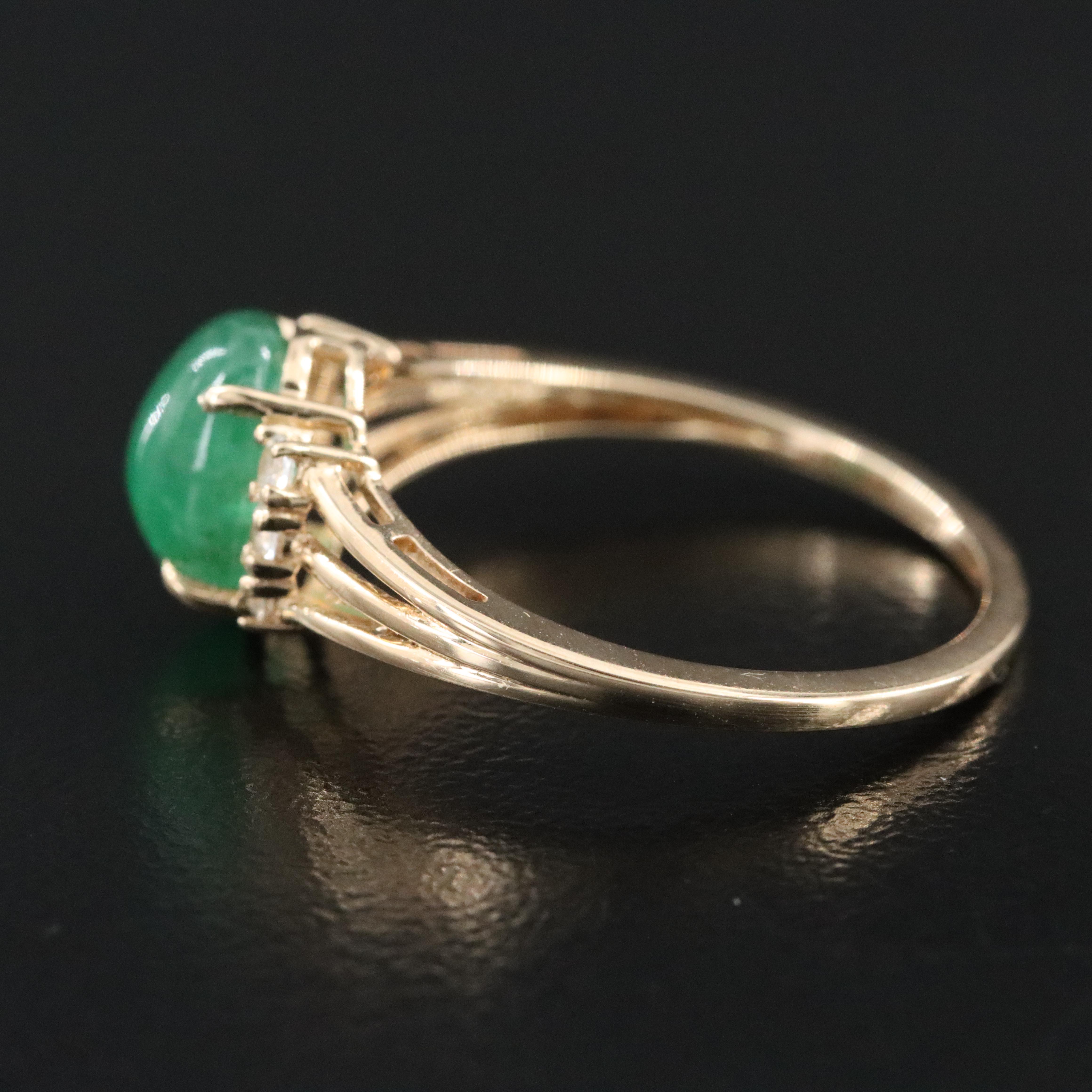 14K Emerald and White Sapphire Ring