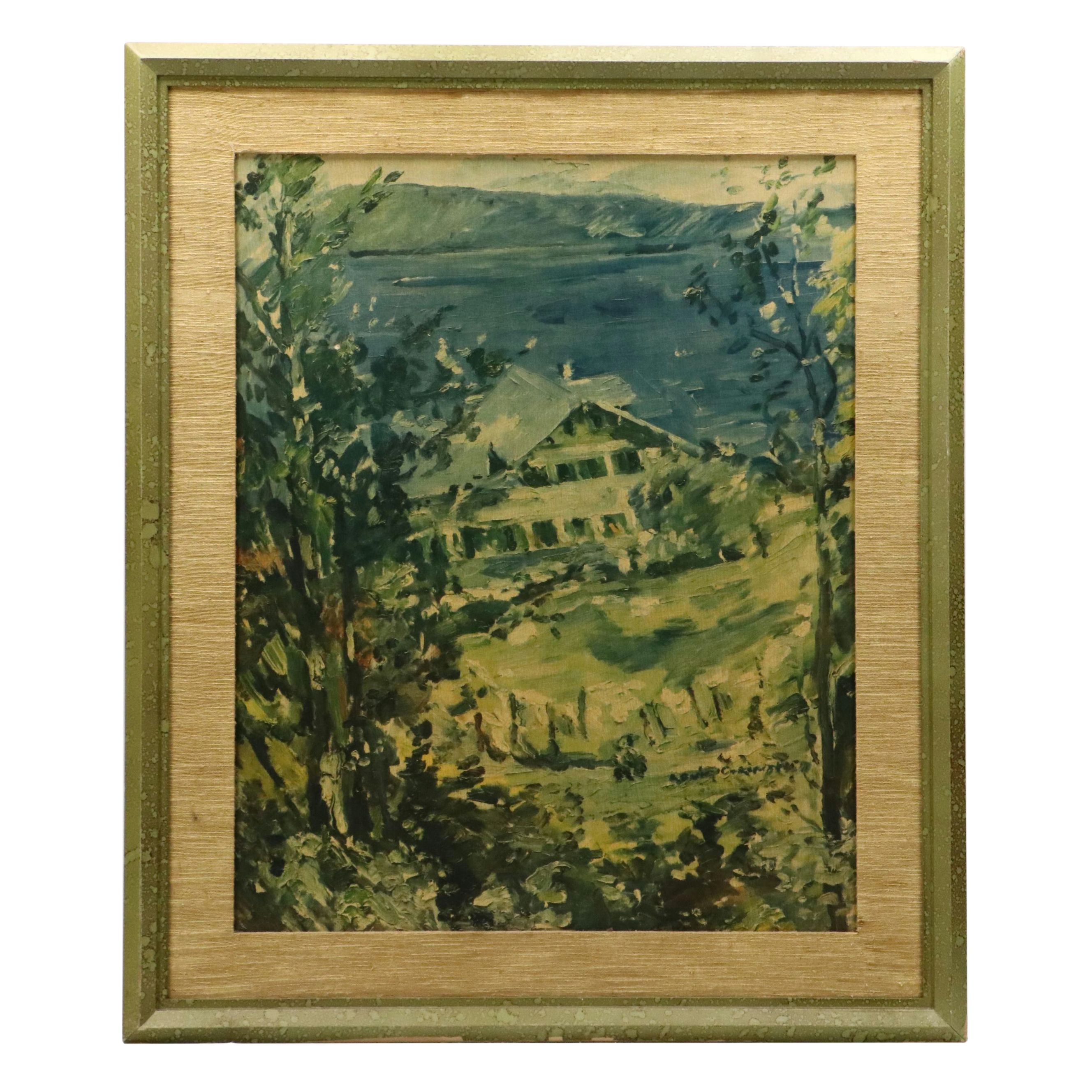 Collotype After Lovis Corinth "Walchensee, Landhaus mit Wäscheplatz"