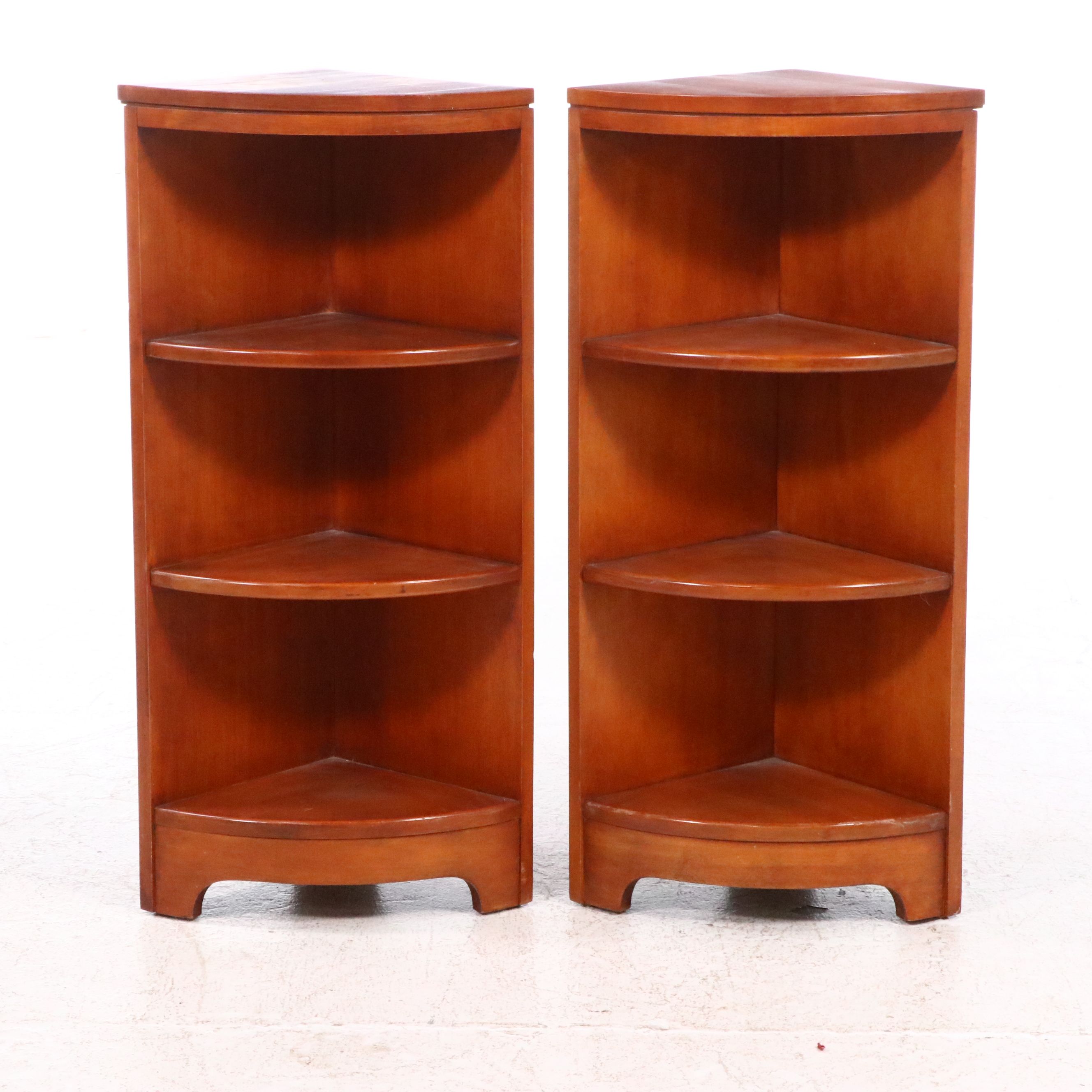 Pair of Whitney Cherry Corner Bookcases, 20th Century