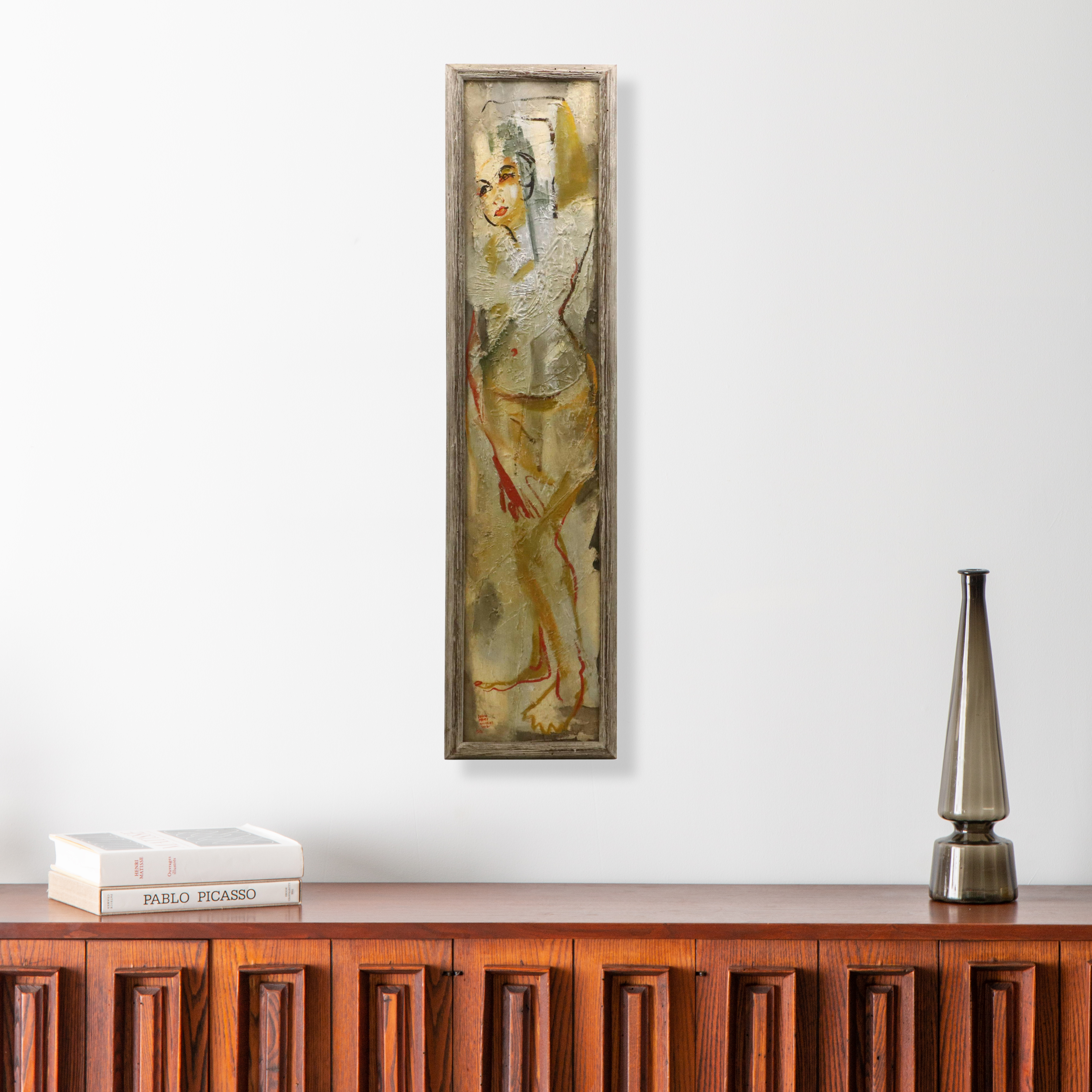 Peter Nicolas Impasto Acrylic Painting of Stylized Female Figure, 1950