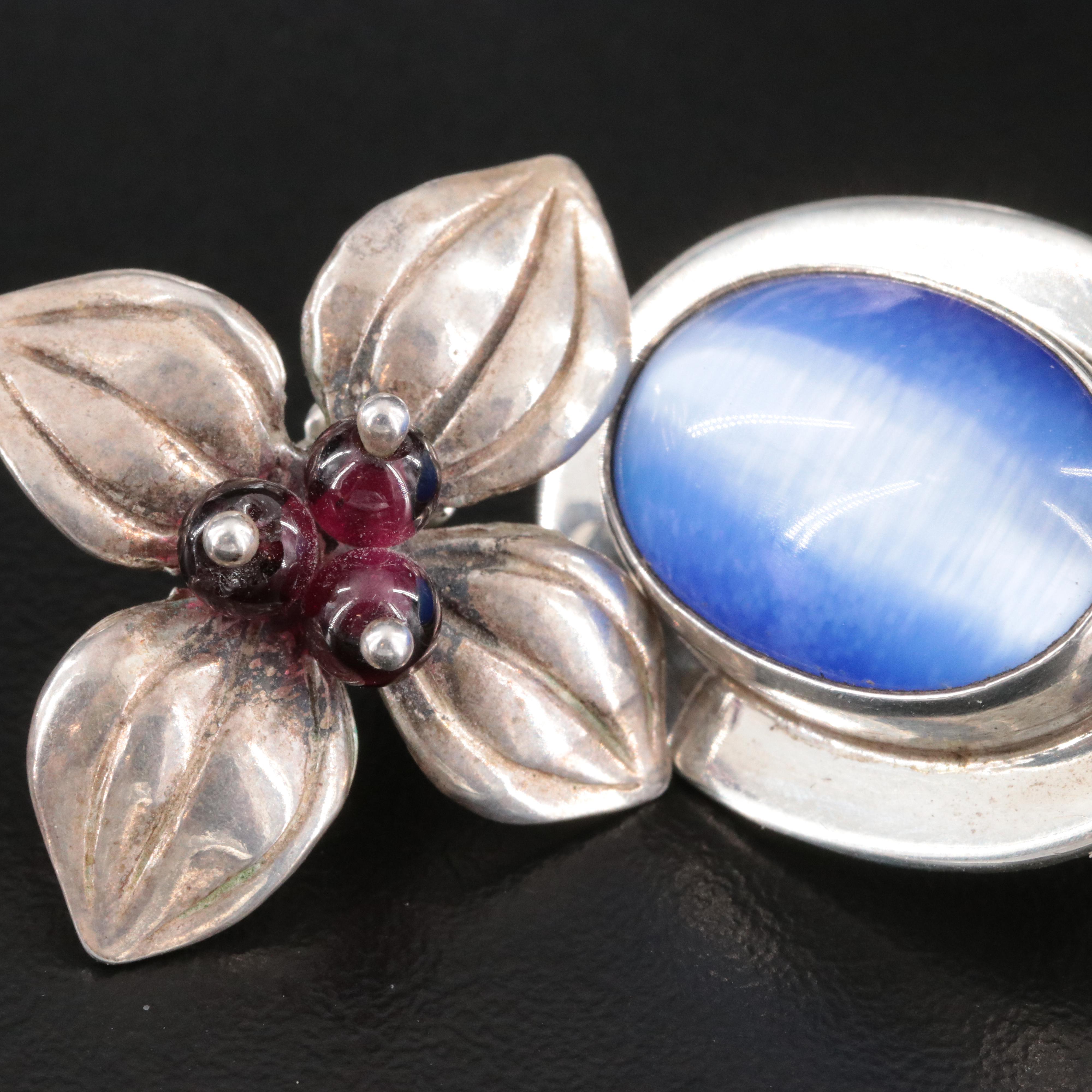 Collection of Sterling Earrings and Ring Featuring Turquoise and Garnet