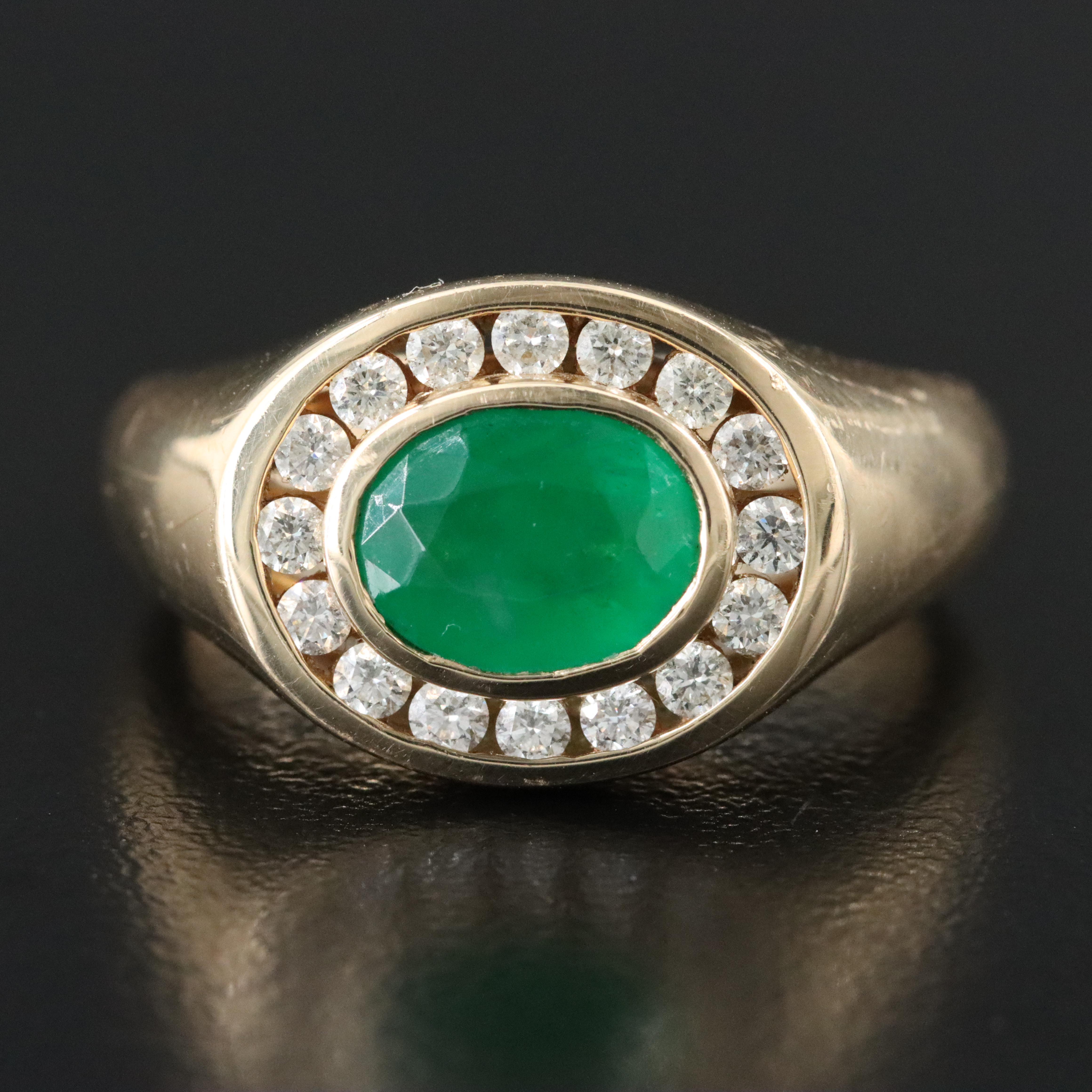 EFFY 14K Emerald and Diamond Halo Ring