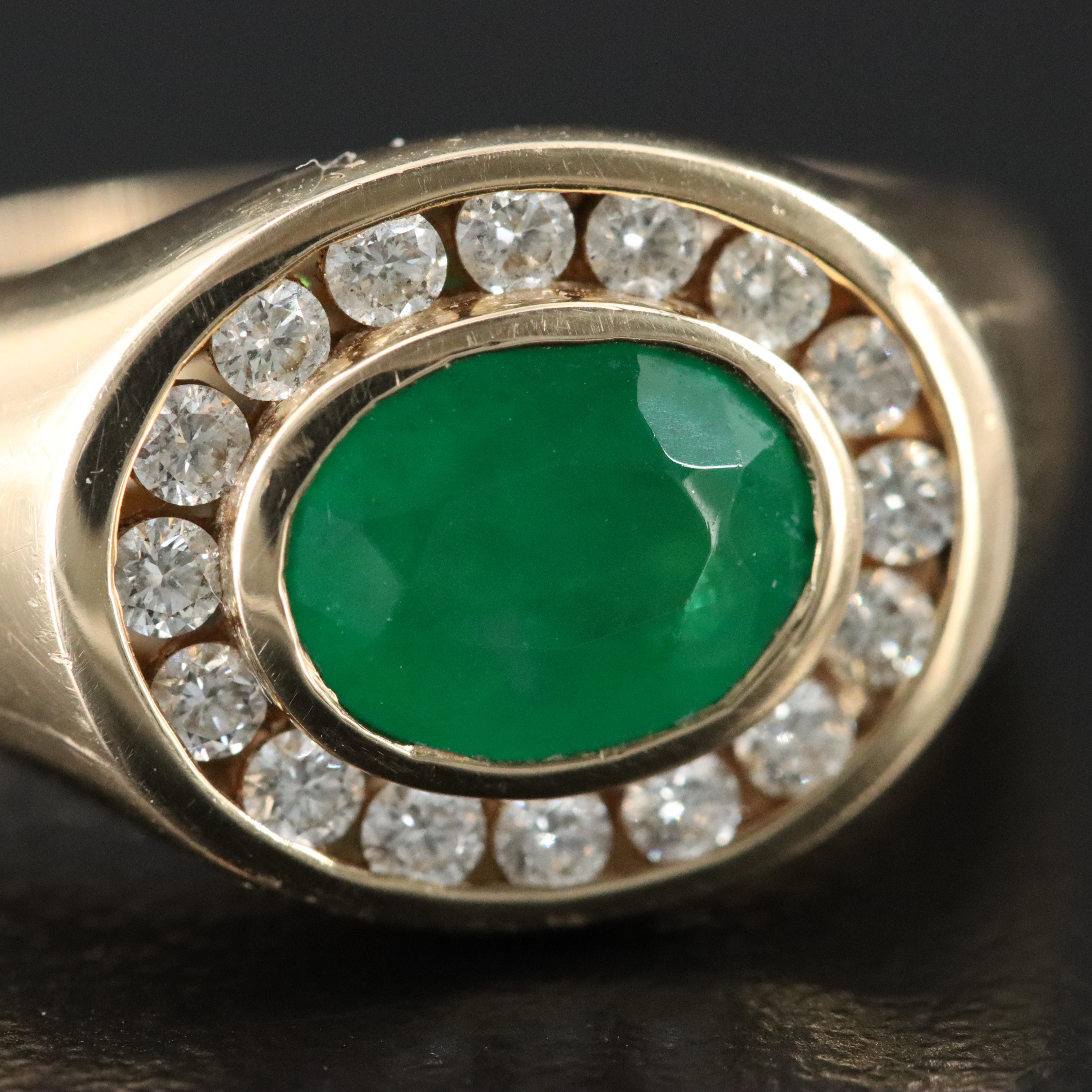EFFY 14K Emerald and Diamond Halo Ring