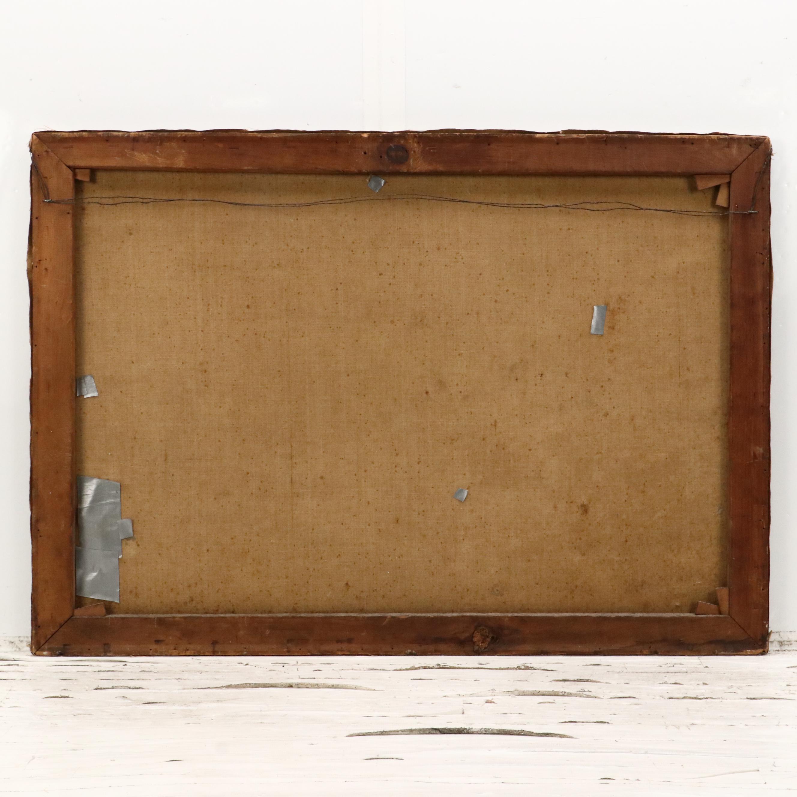 Landscape Oil Painting of Waterfall Scene with Rocky Cliffs