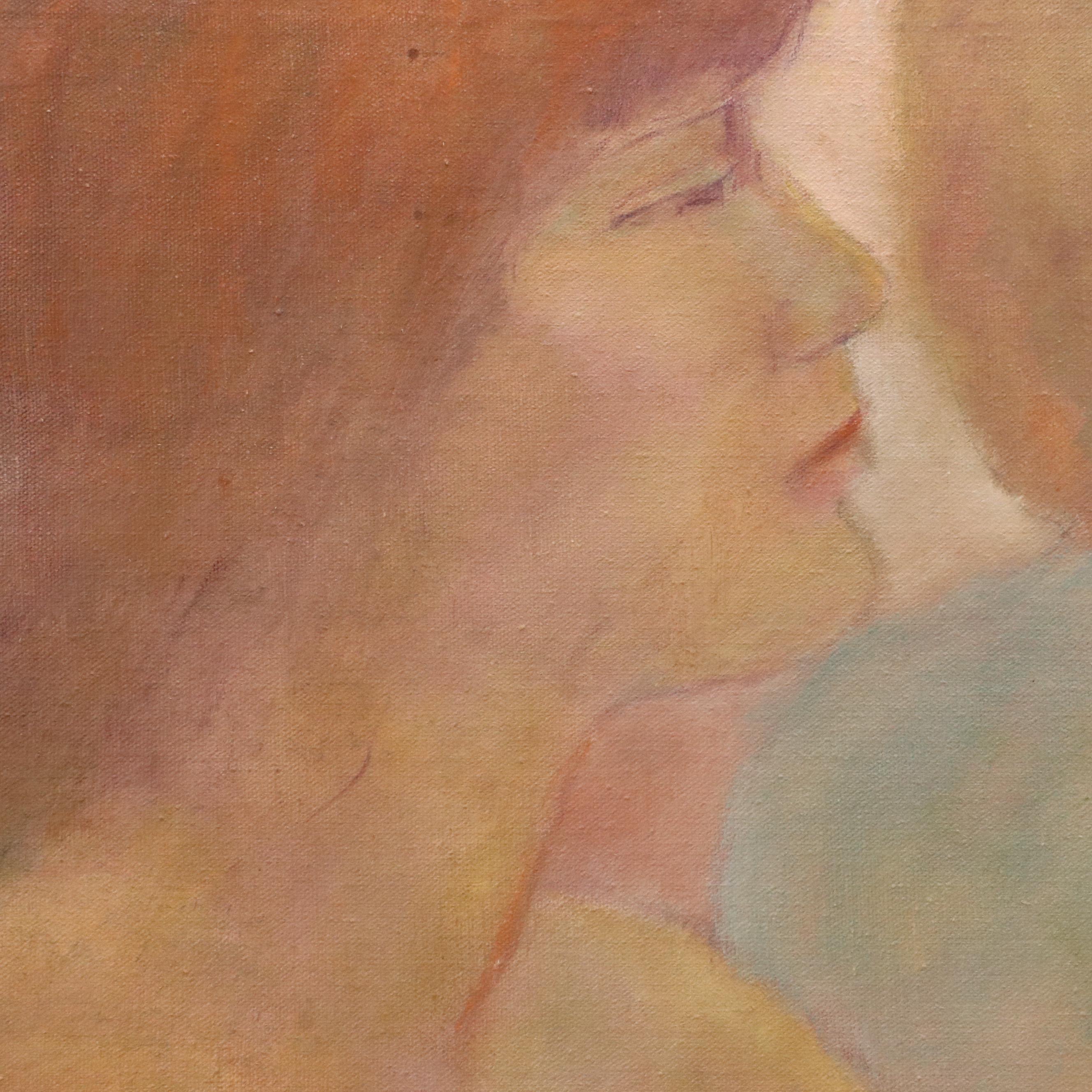 Impressionistic Style Oil Portrait of Nude Women with Flowers