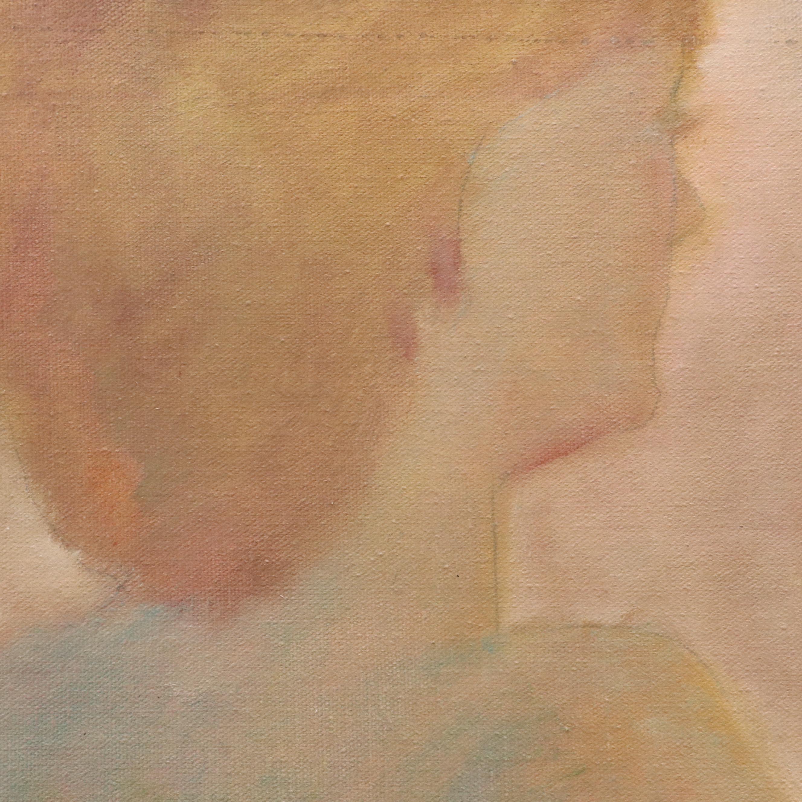 Impressionistic Style Oil Portrait of Nude Women with Flowers