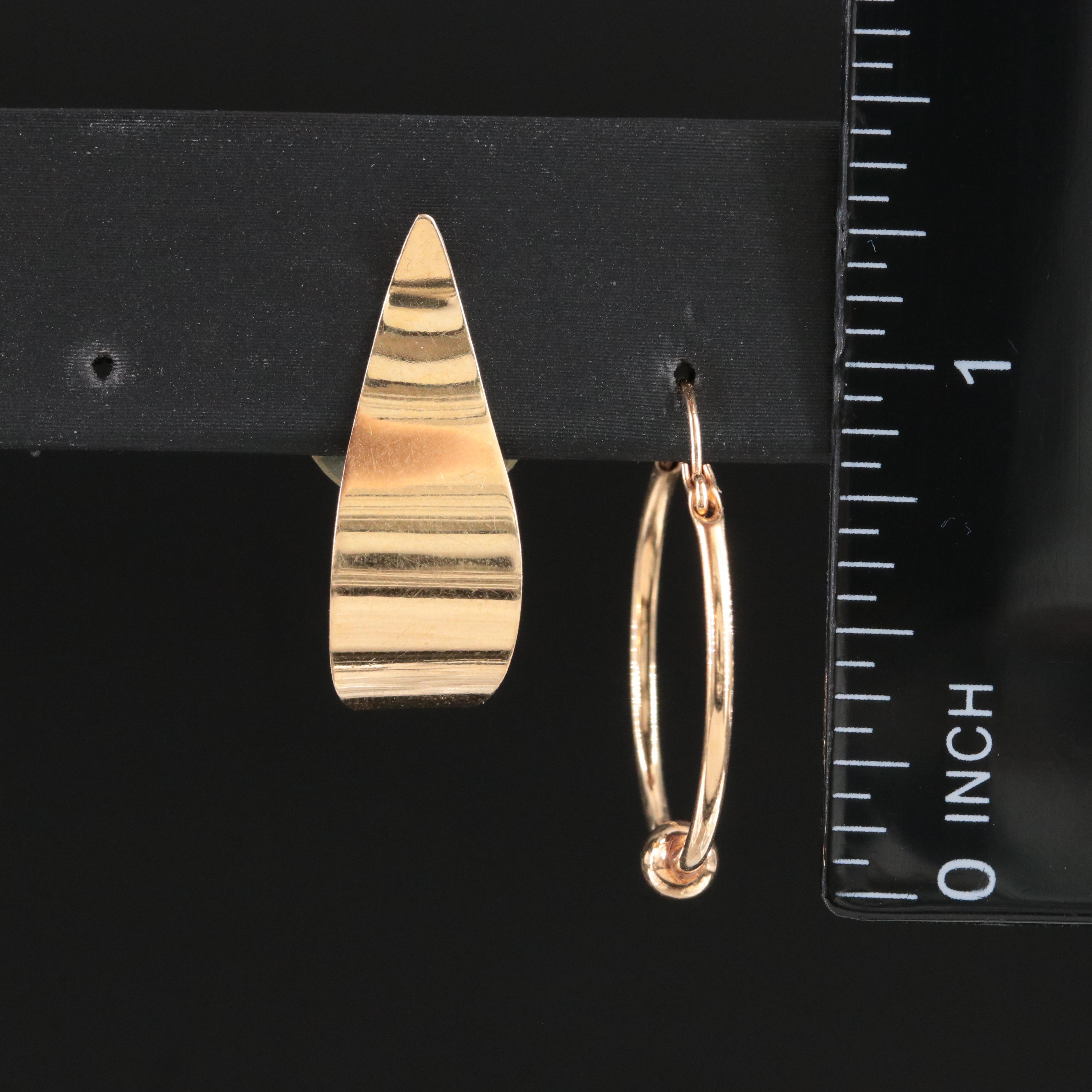 14K J Hoop and Beaded Hoop Earrings