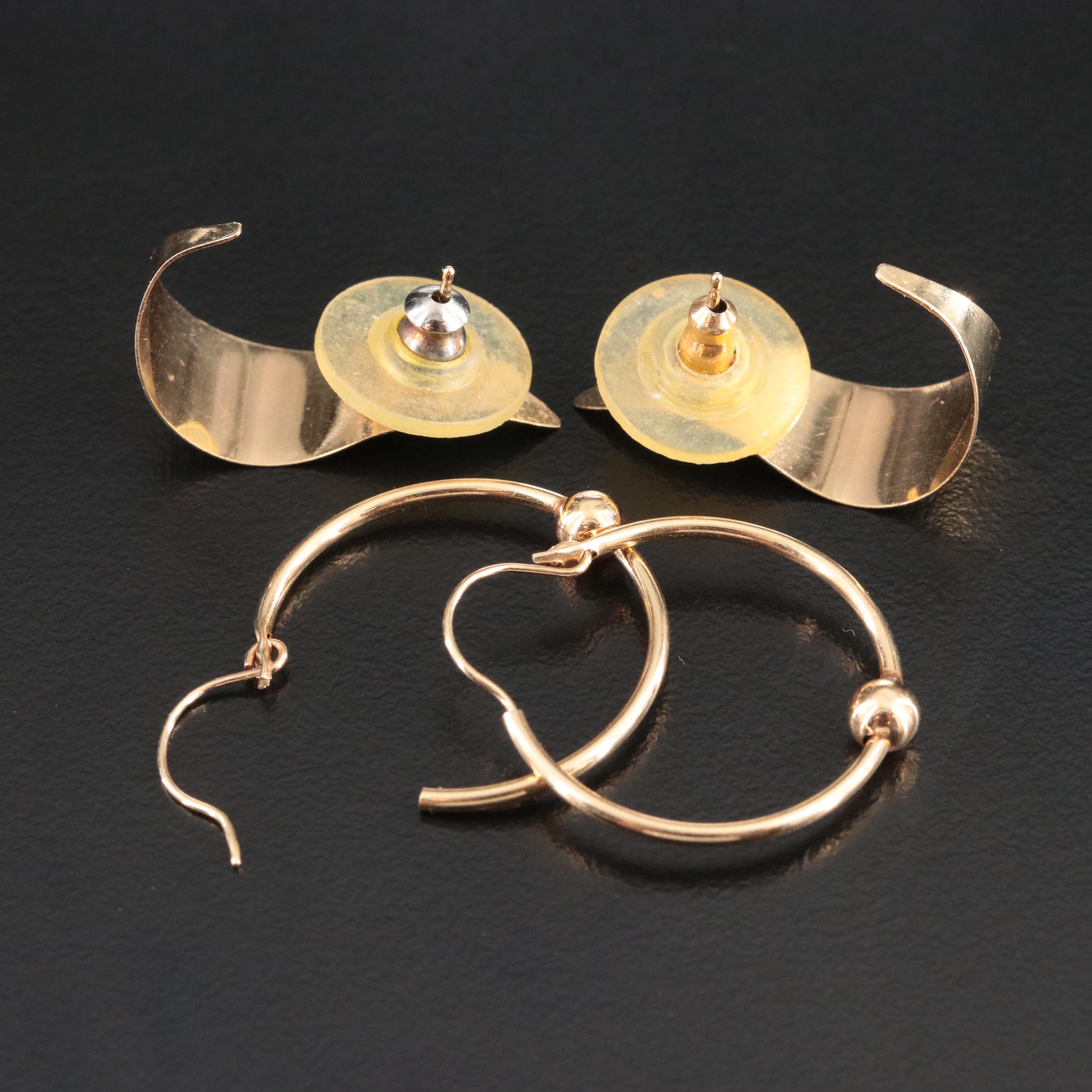 14K J Hoop and Beaded Hoop Earrings