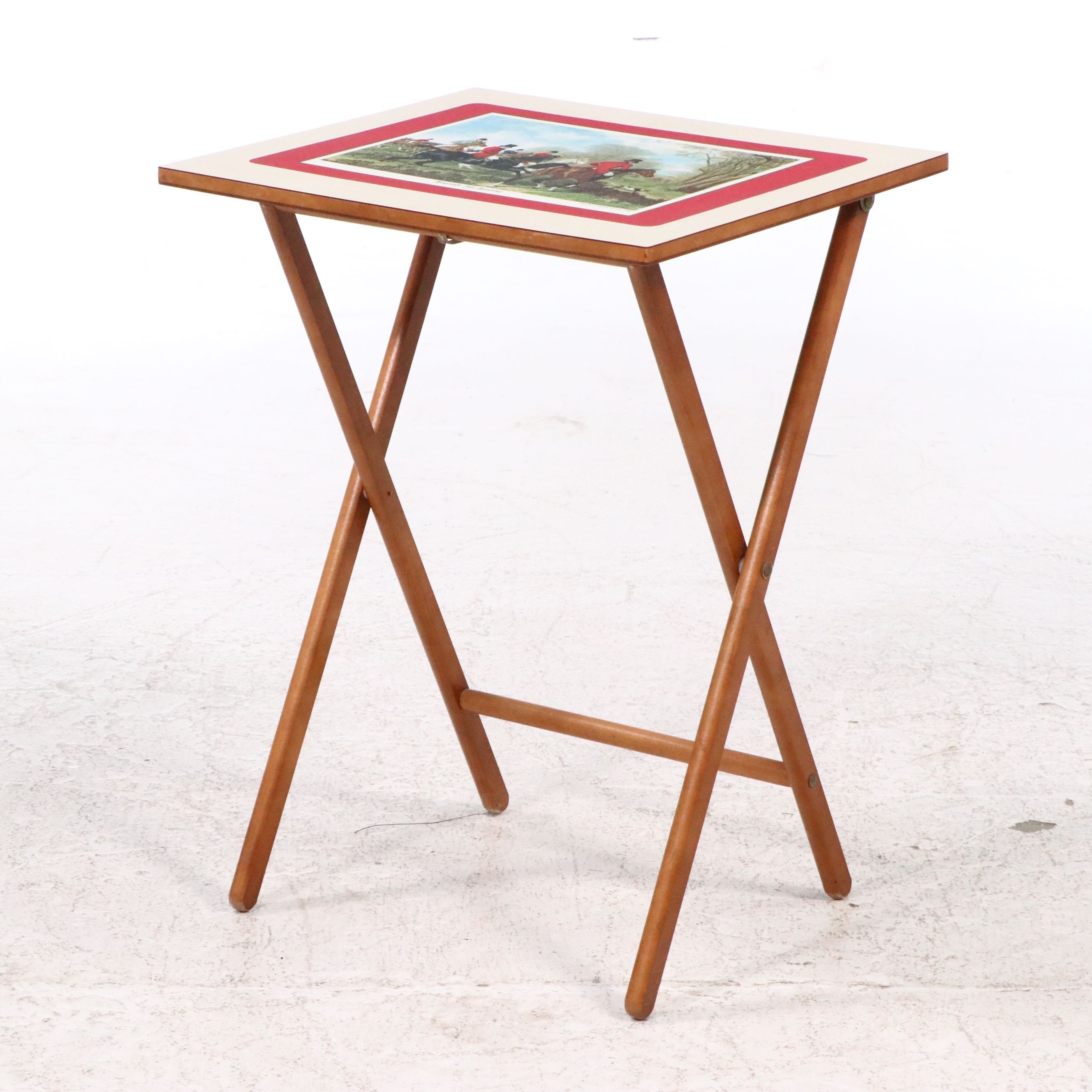 Scheibe "English Fox Hunting" Folding Table Set, Mid to Late 20th C.