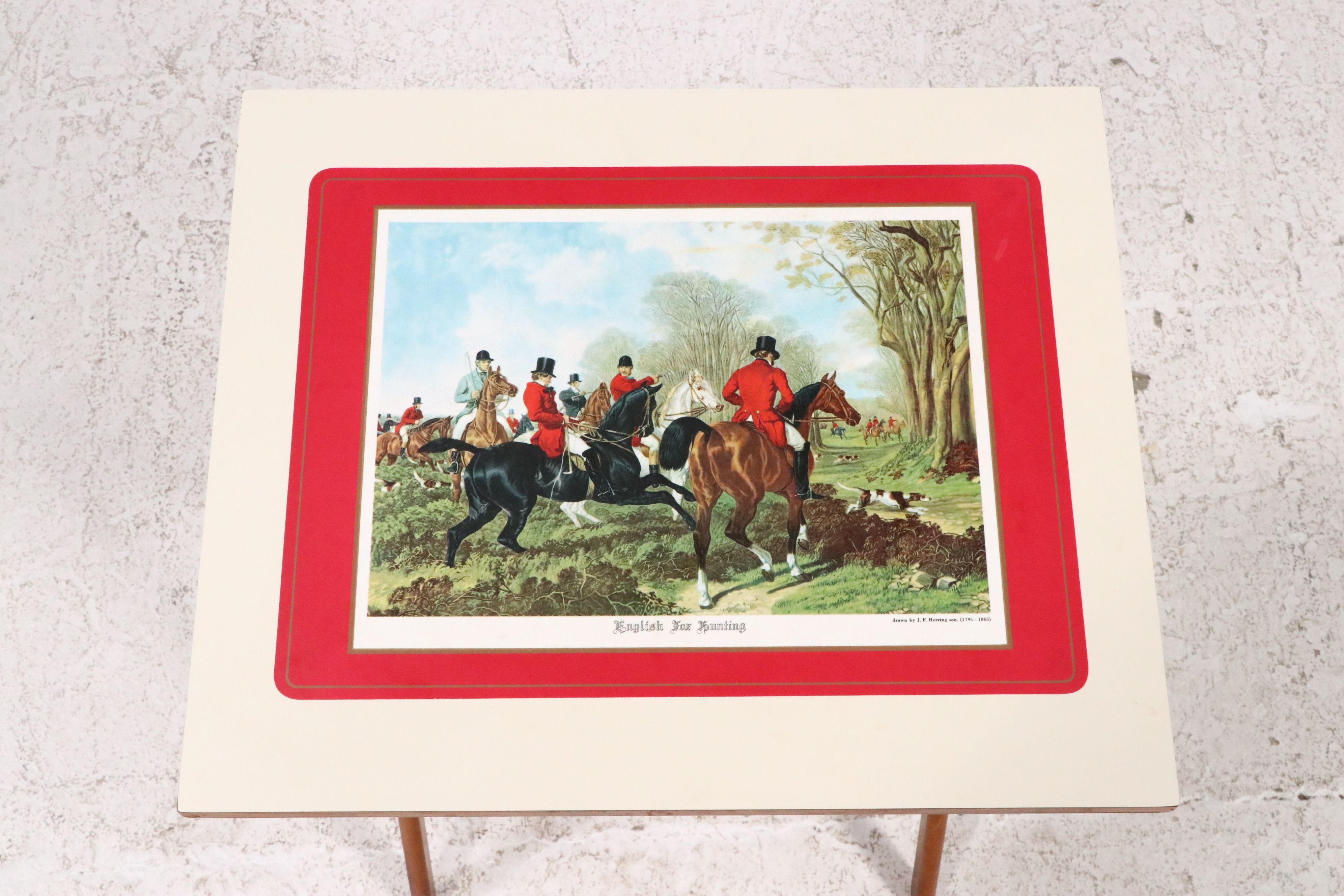 Scheibe "English Fox Hunting" Folding Table Set, Mid to Late 20th C.