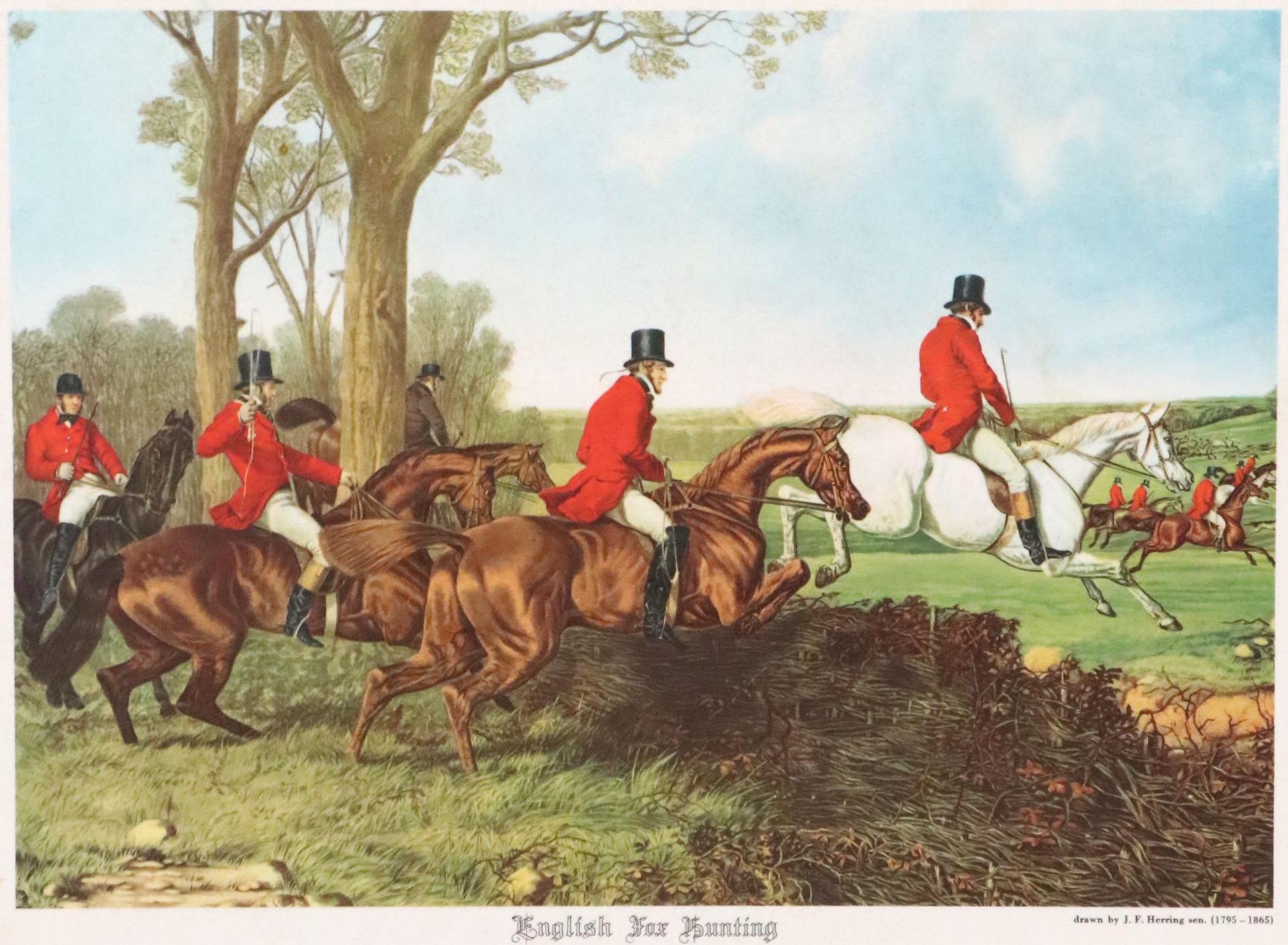 Scheibe "English Fox Hunting" Folding Table Set, Mid to Late 20th C.