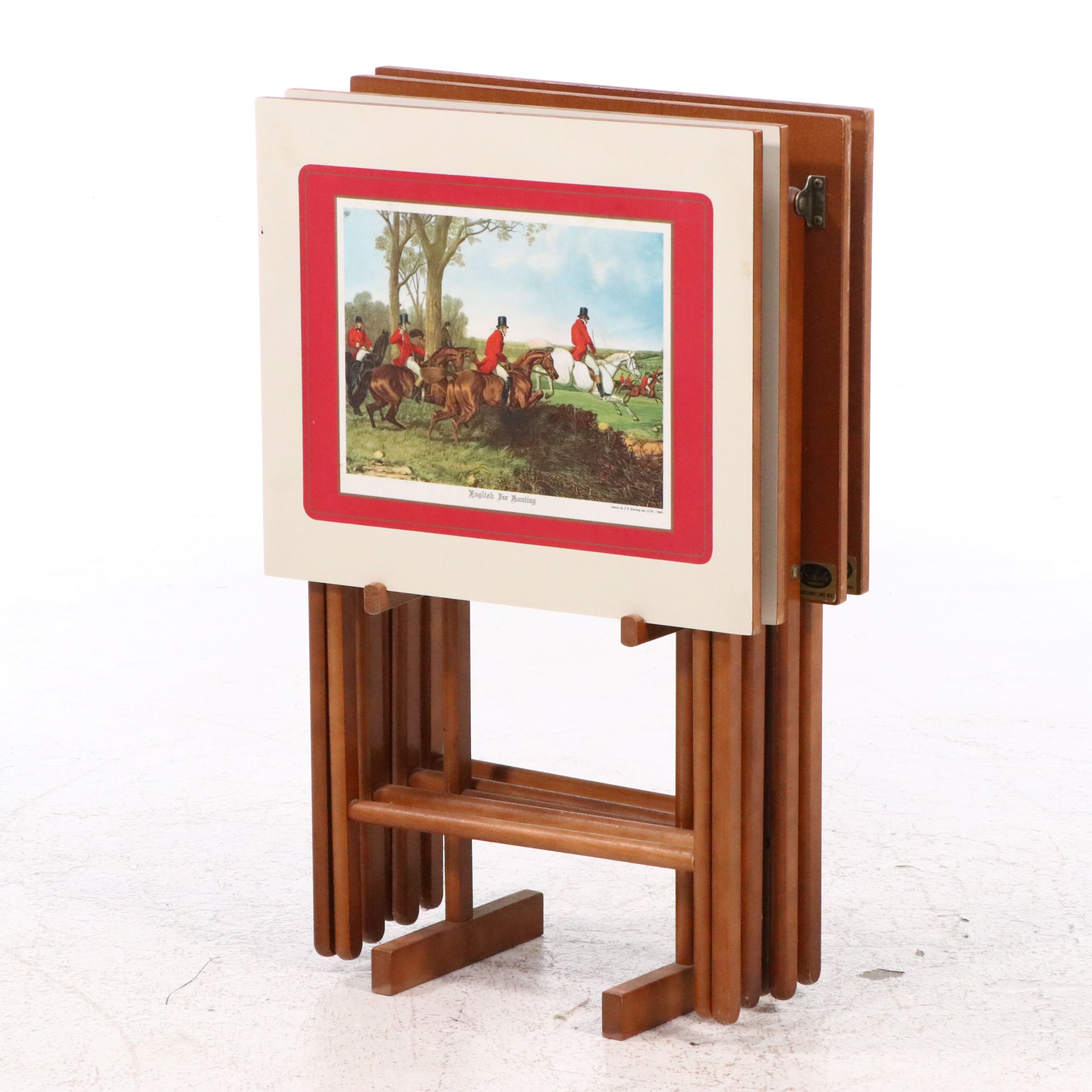Scheibe "English Fox Hunting" Folding Table Set, Mid to Late 20th C.