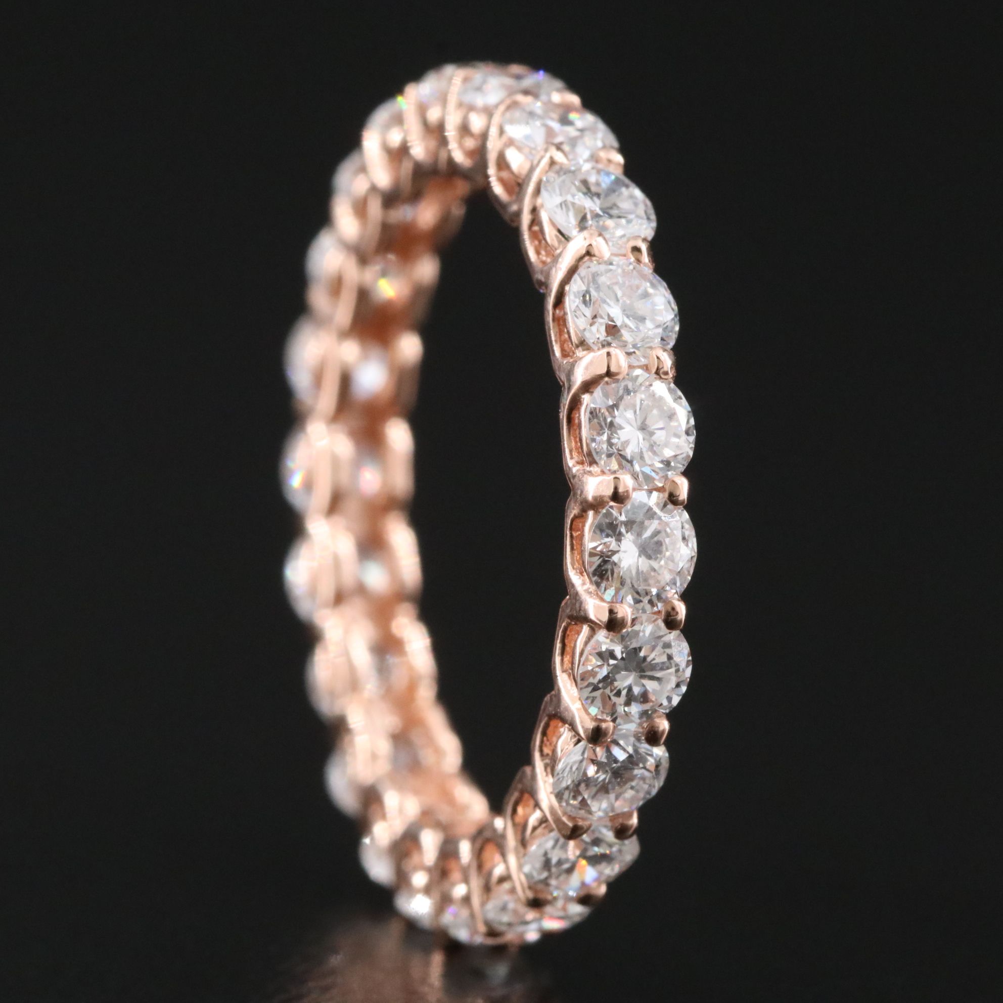 14K Rose Gold 2.28 CTW Lab Grown Diamond Eternity Band with IGI Jewelry Report