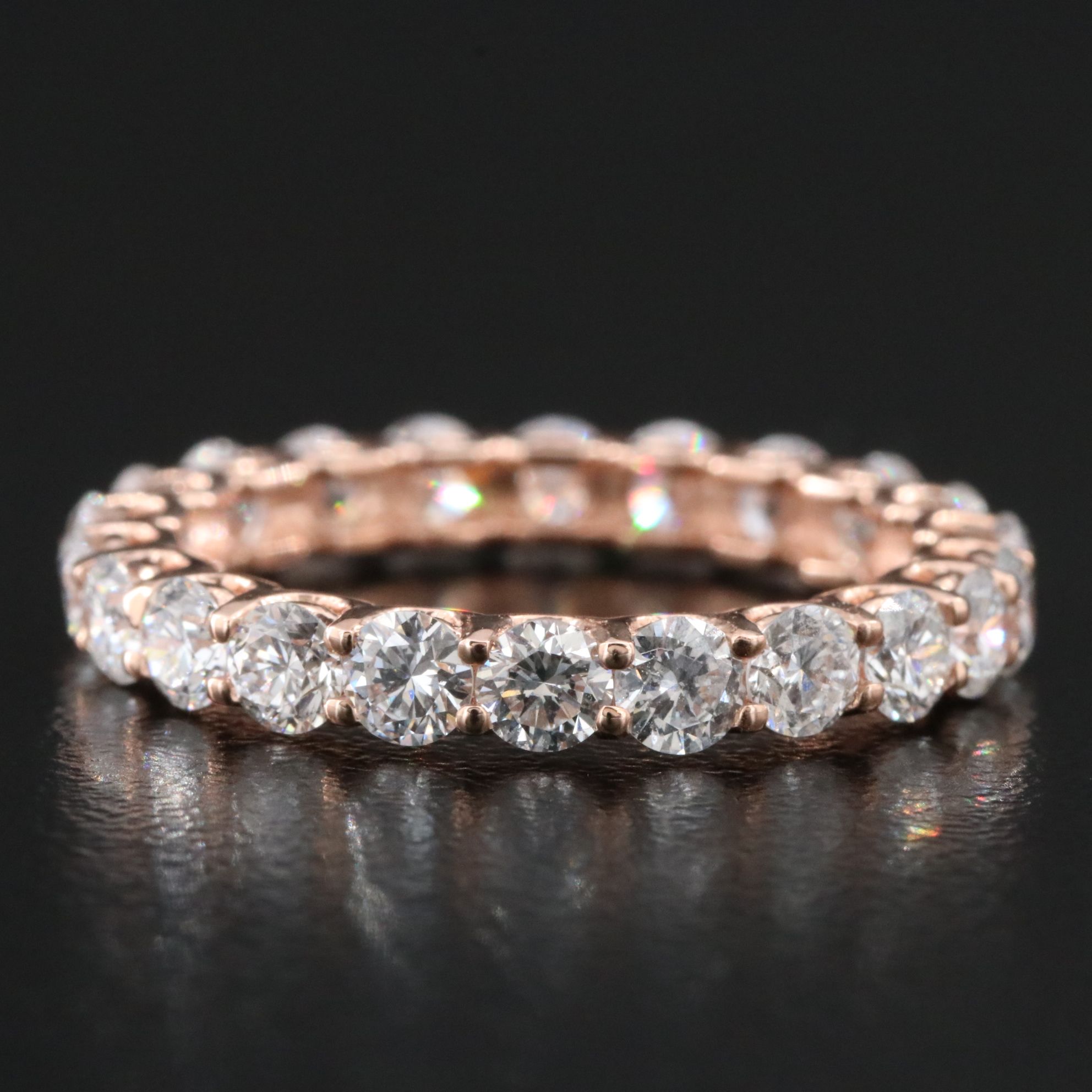 14K Rose Gold 2.28 CTW Lab Grown Diamond Eternity Band with IGI Jewelry Report