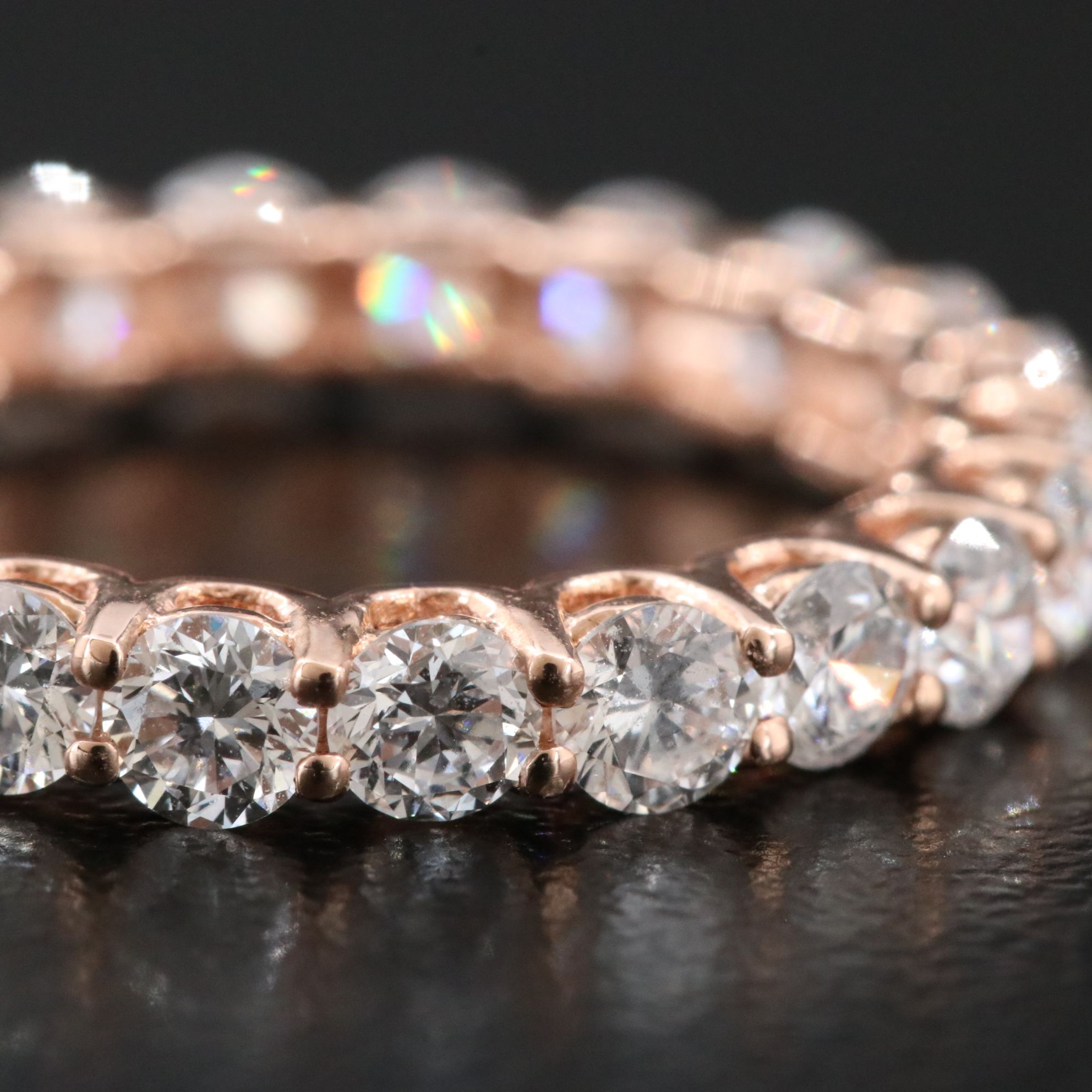 14K Rose Gold 2.28 CTW Lab Grown Diamond Eternity Band with IGI Jewelry Report