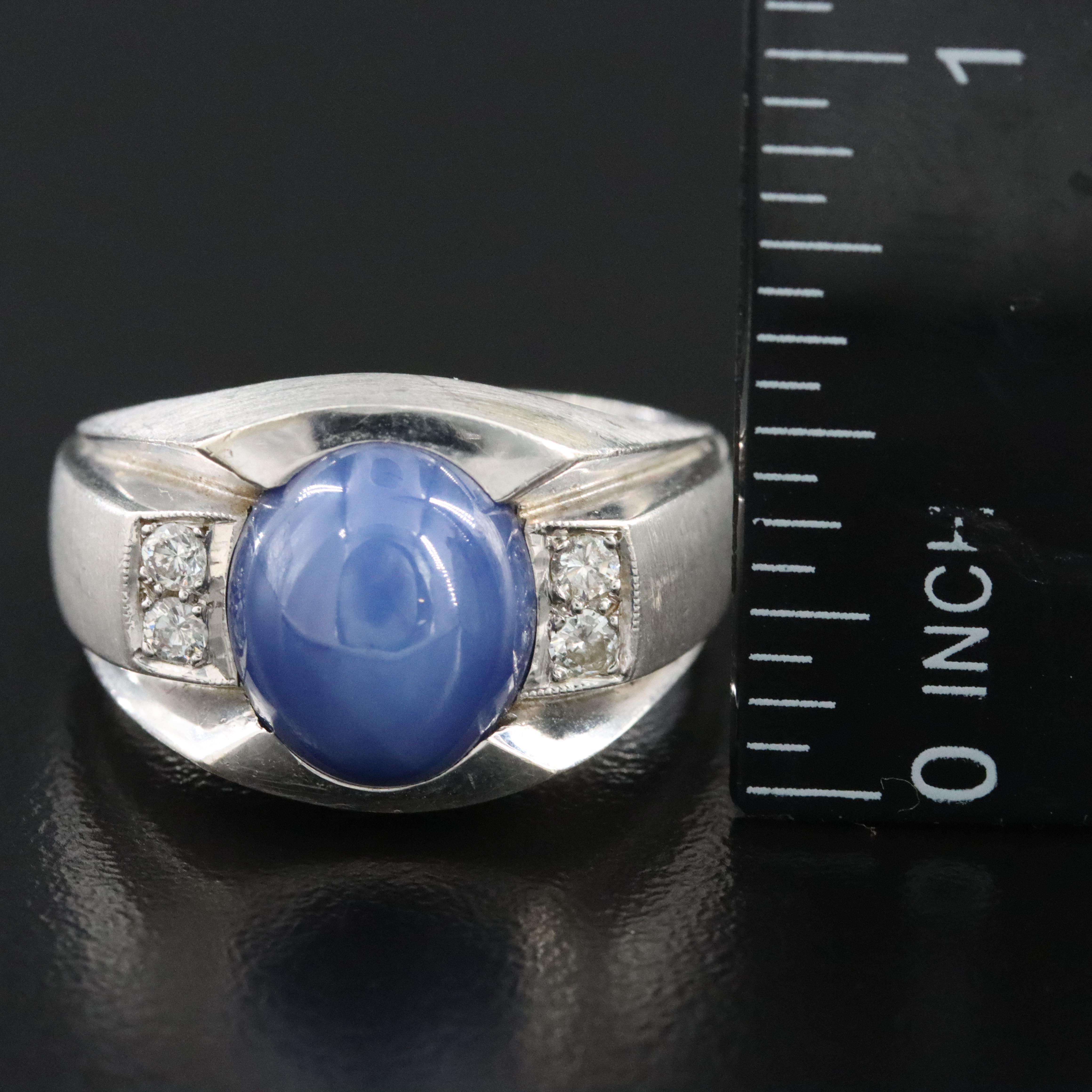 Vintage 14K Star Sapphire and Diamond Ring