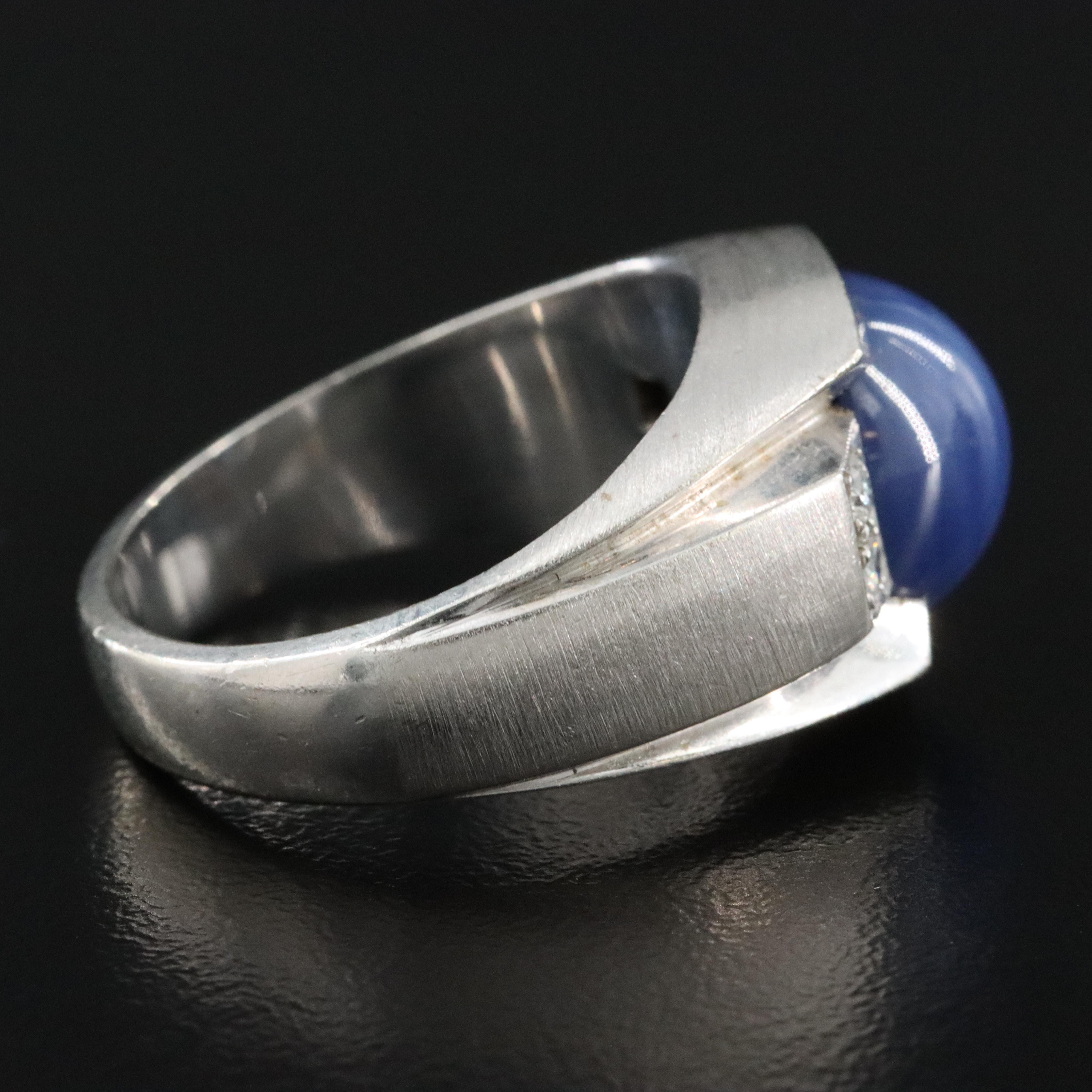 Vintage 14K Star Sapphire and Diamond Ring