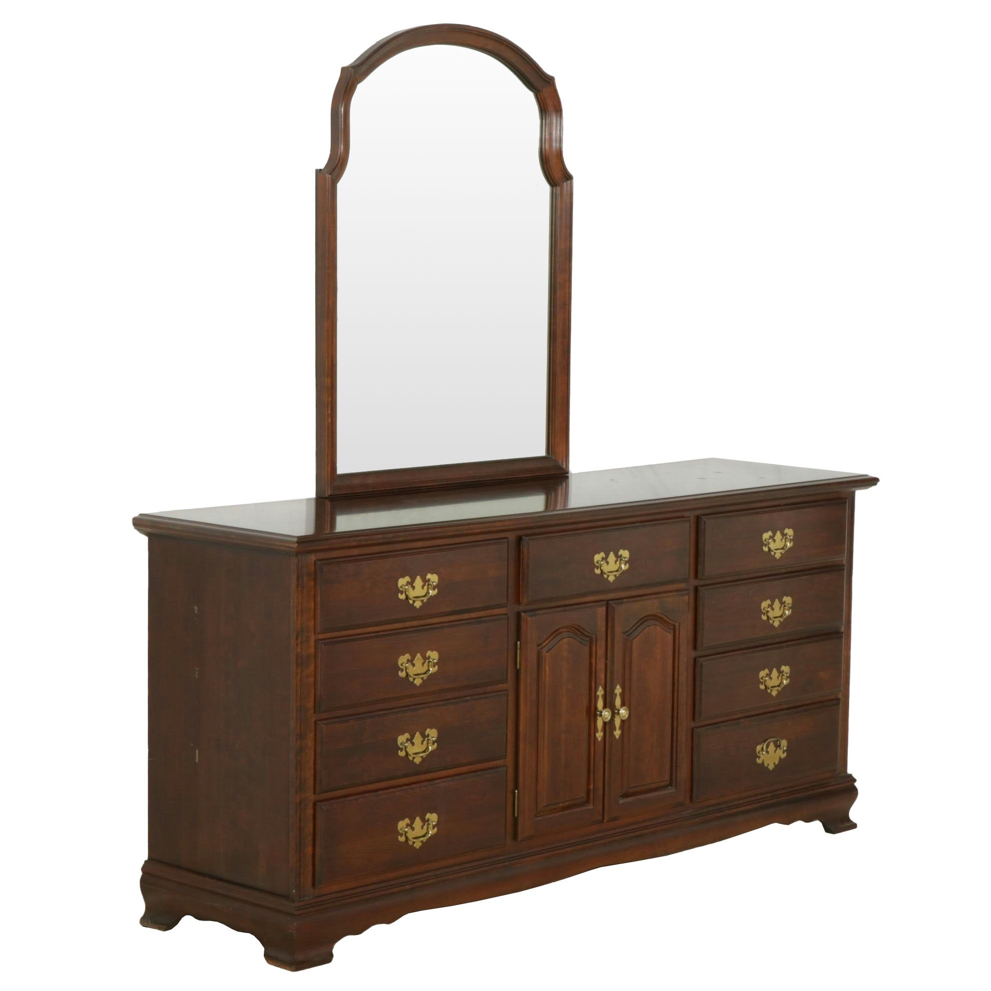 Federal Style Cherry Dresser and Mirror, Late 20th Century