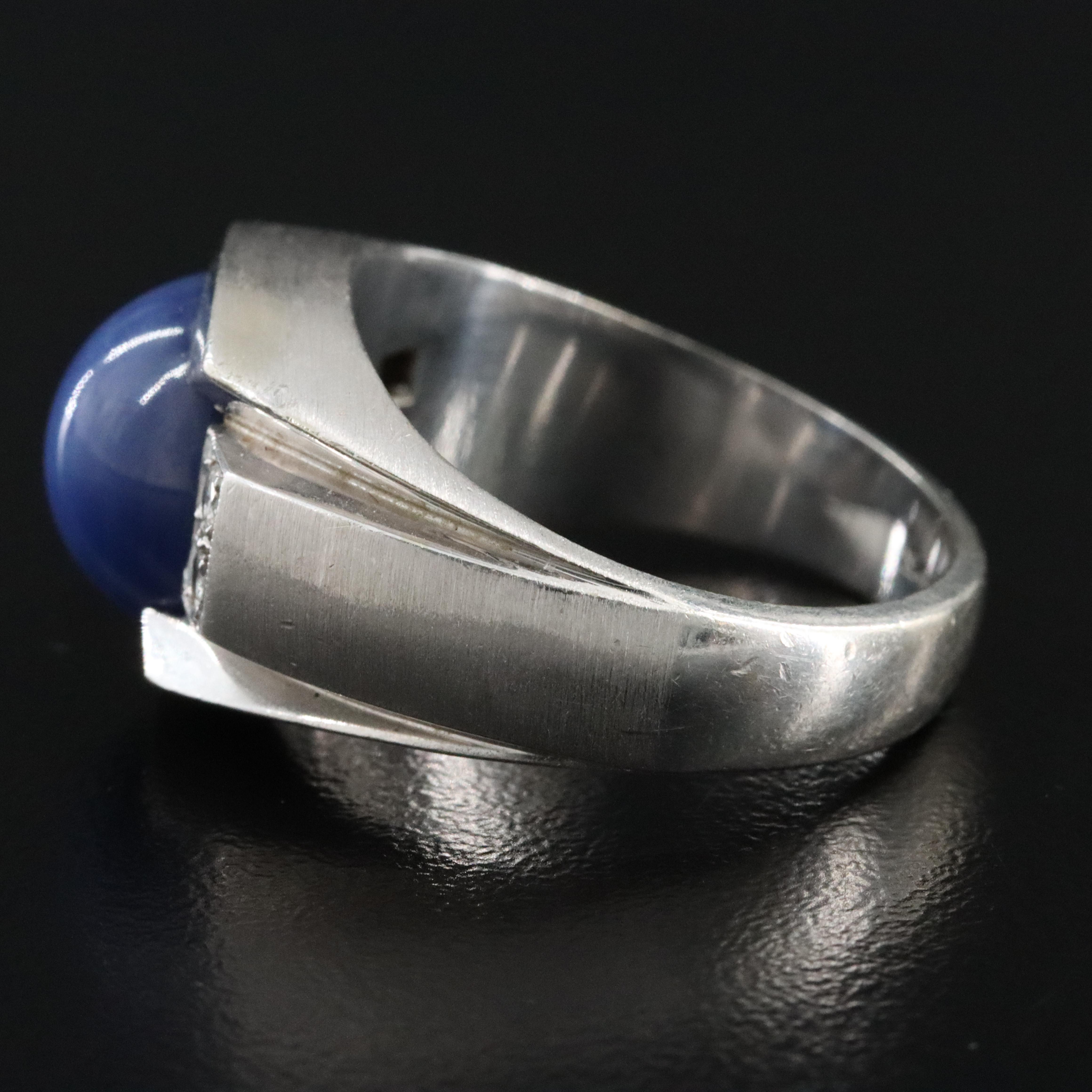 Vintage 14K Star Sapphire and Diamond Ring