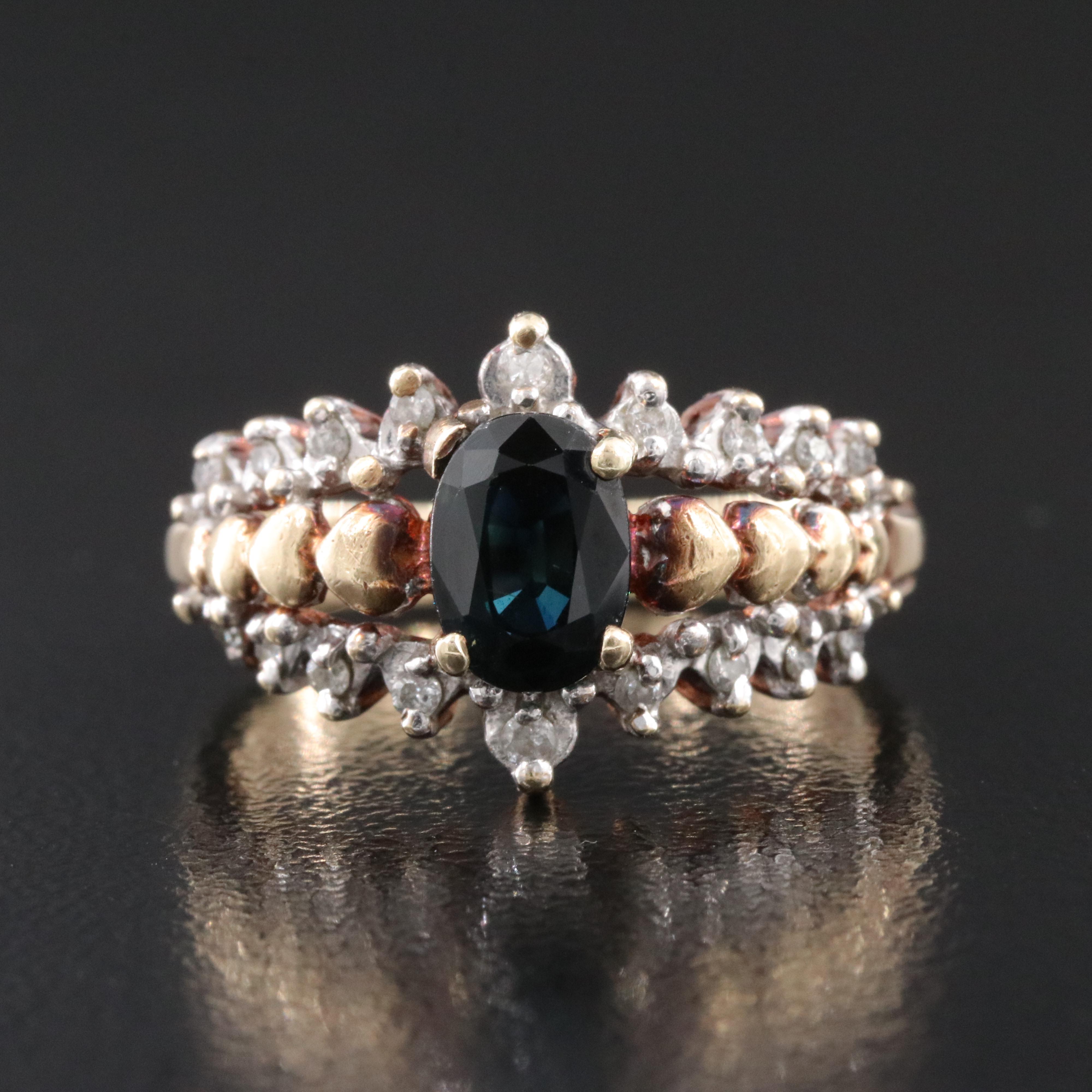 10K 1.02 CT Sapphire and Diamond Ring