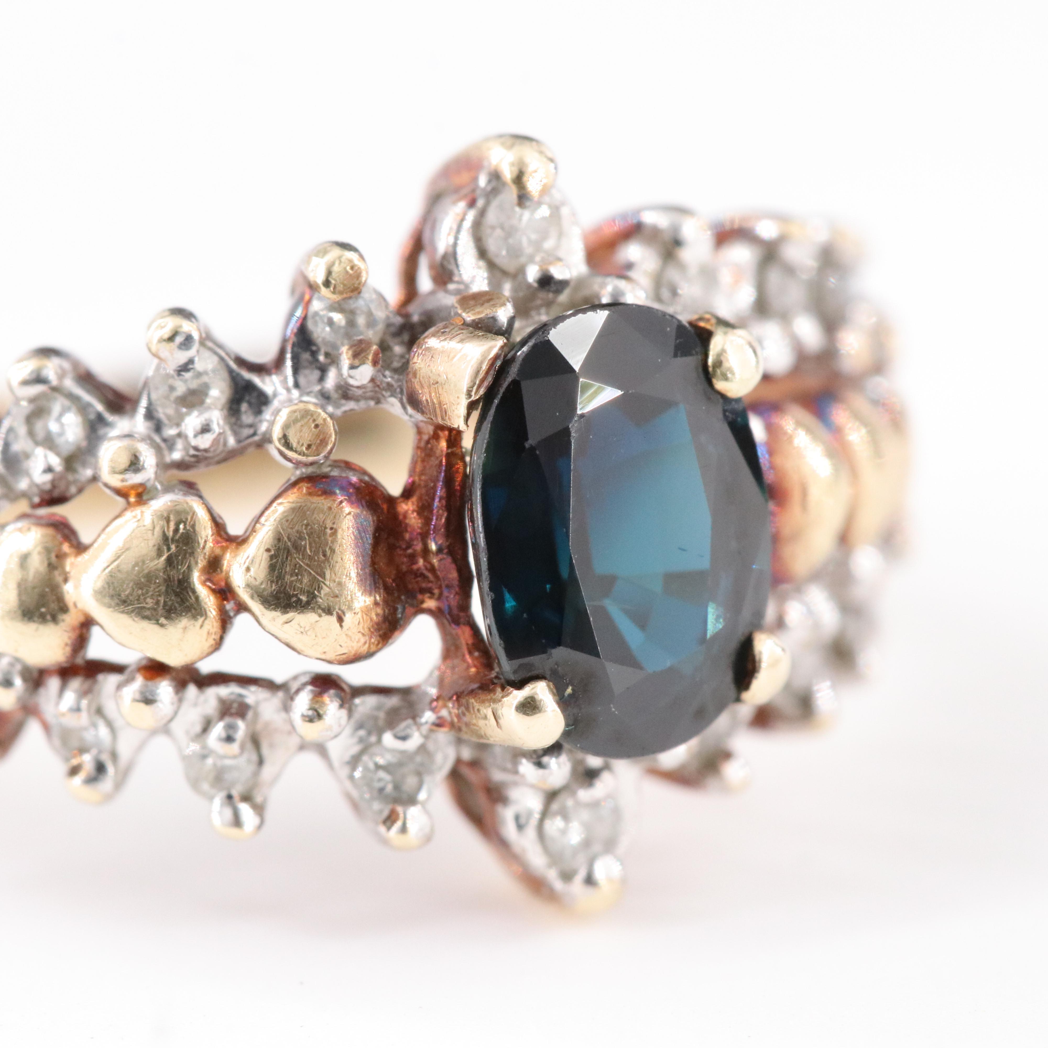 10K 1.02 CT Sapphire and Diamond Ring