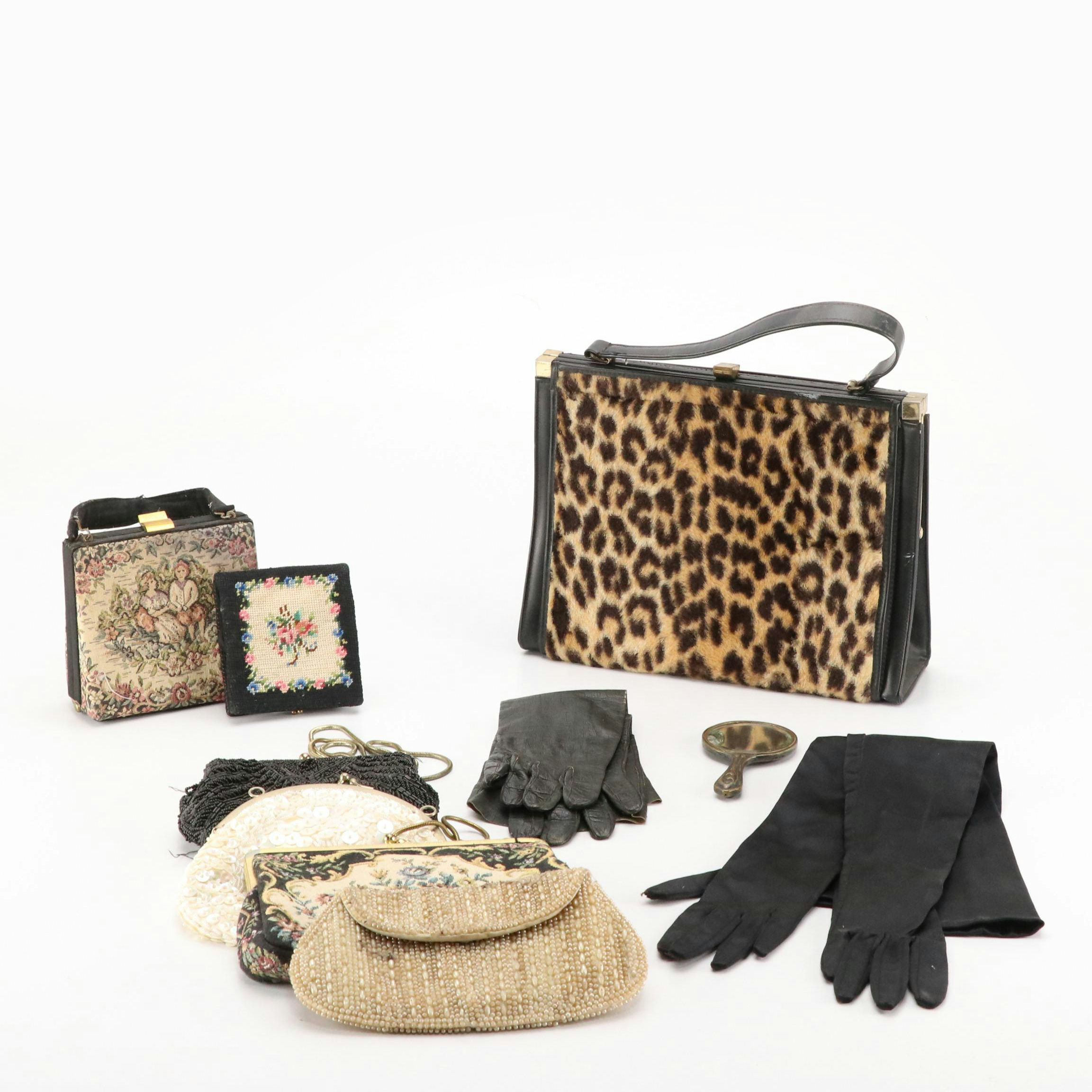 Garay Animal Printed Framed Handbag with Other Evening Bags and Gloves
