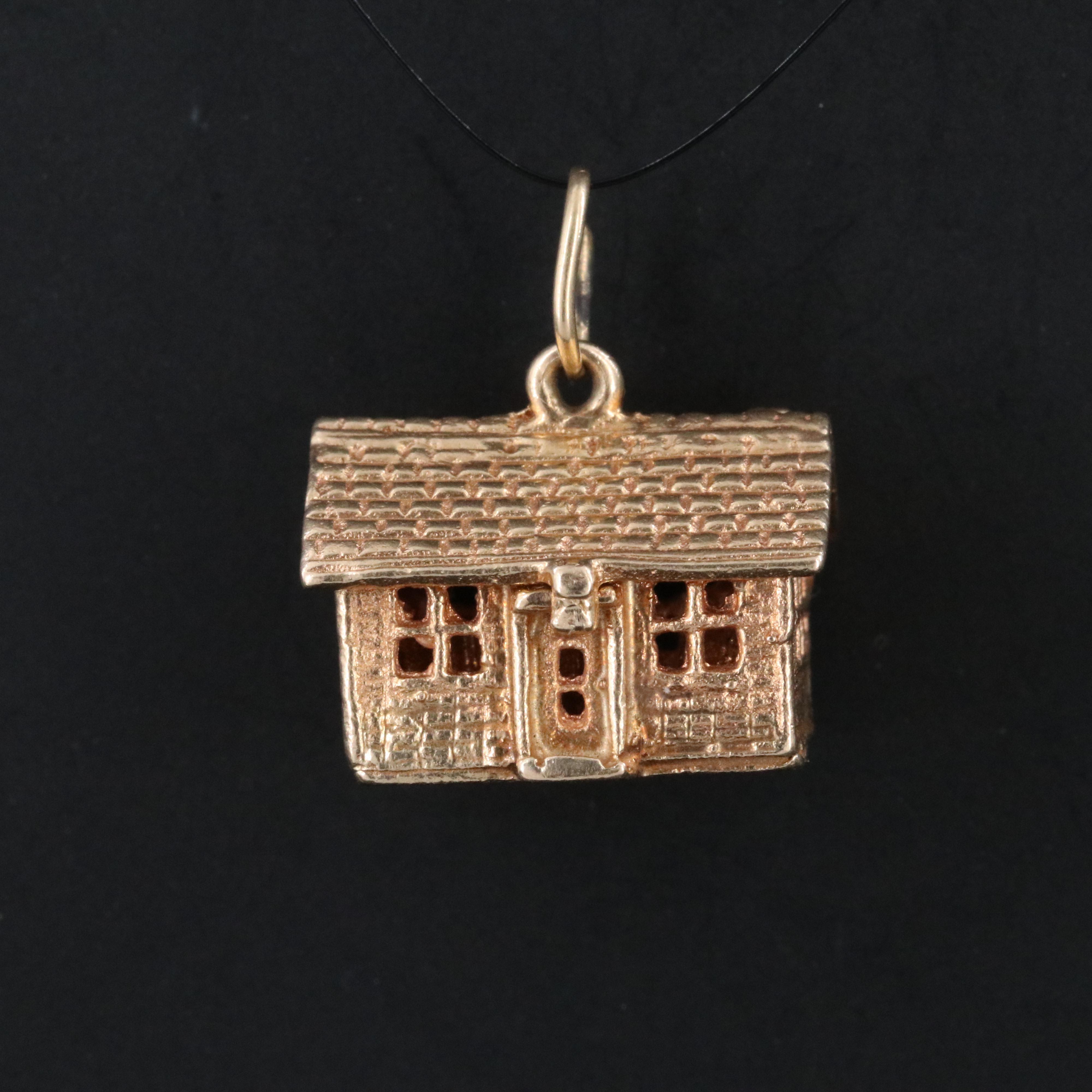 14K Articulated House Charm Pendant