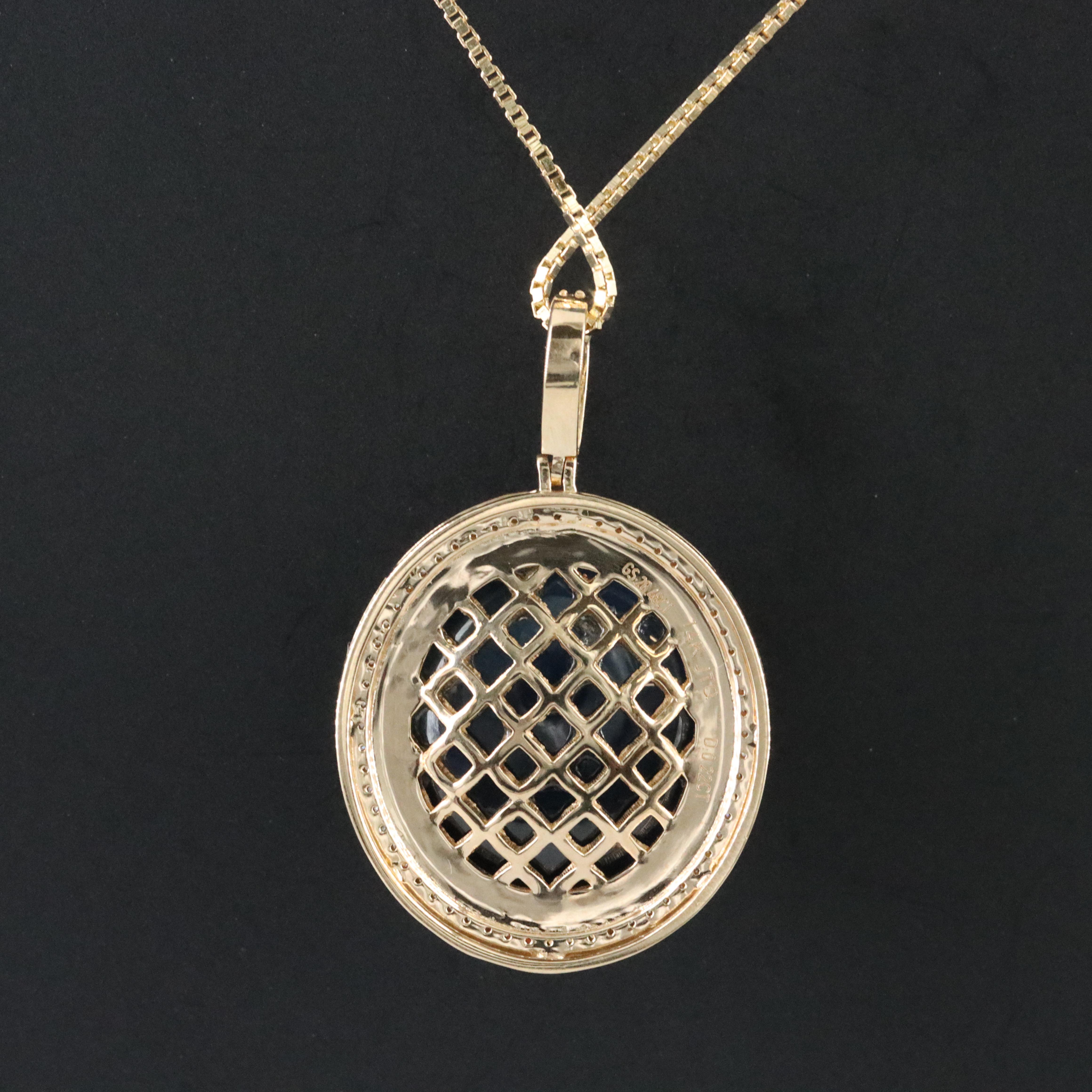 14K 28.48 CT Sapphire and Diamond Pendant Necklace with IGI Jewelry Report