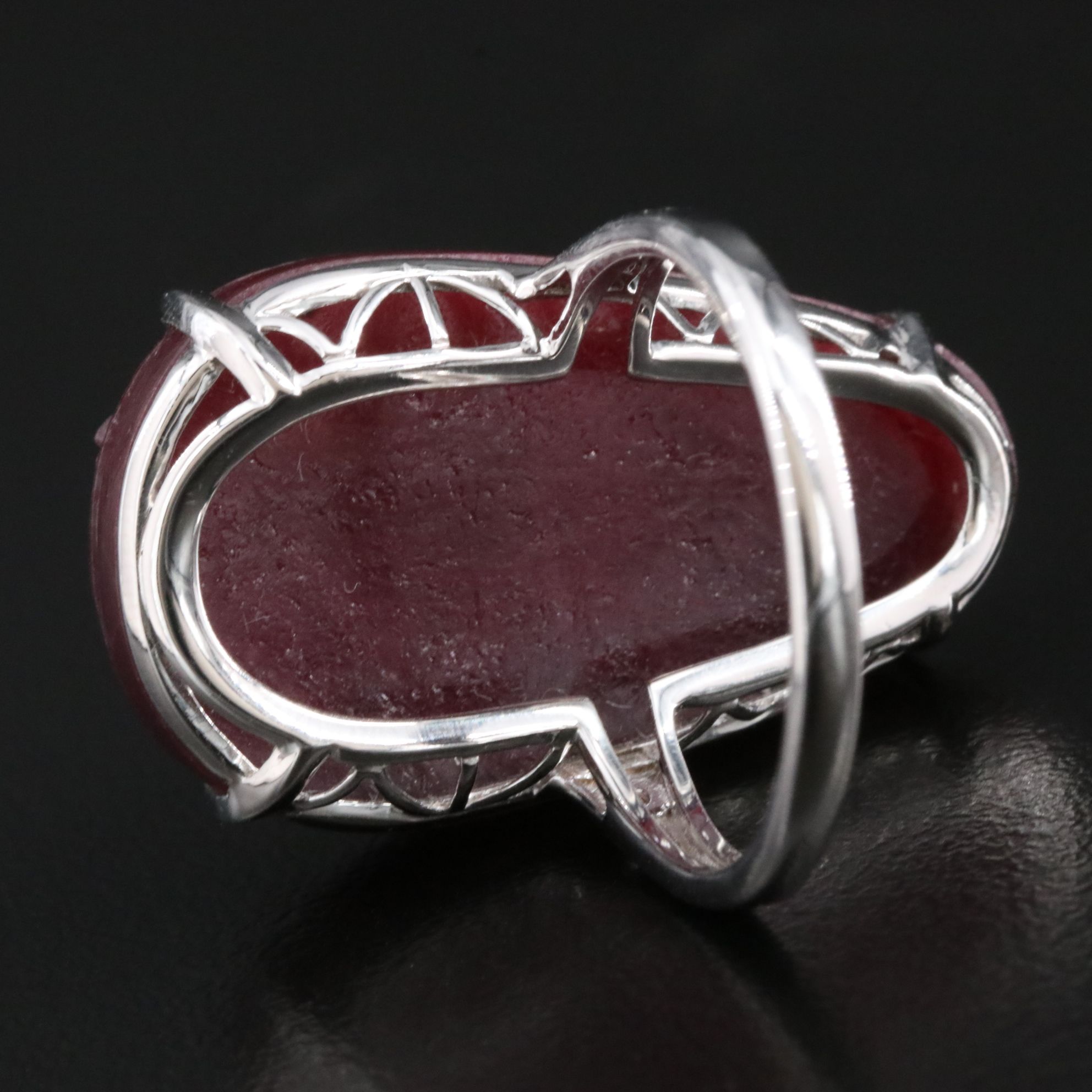 Chromia 18K 46.20 CT Carved Ruby and Diamond Floral Ring