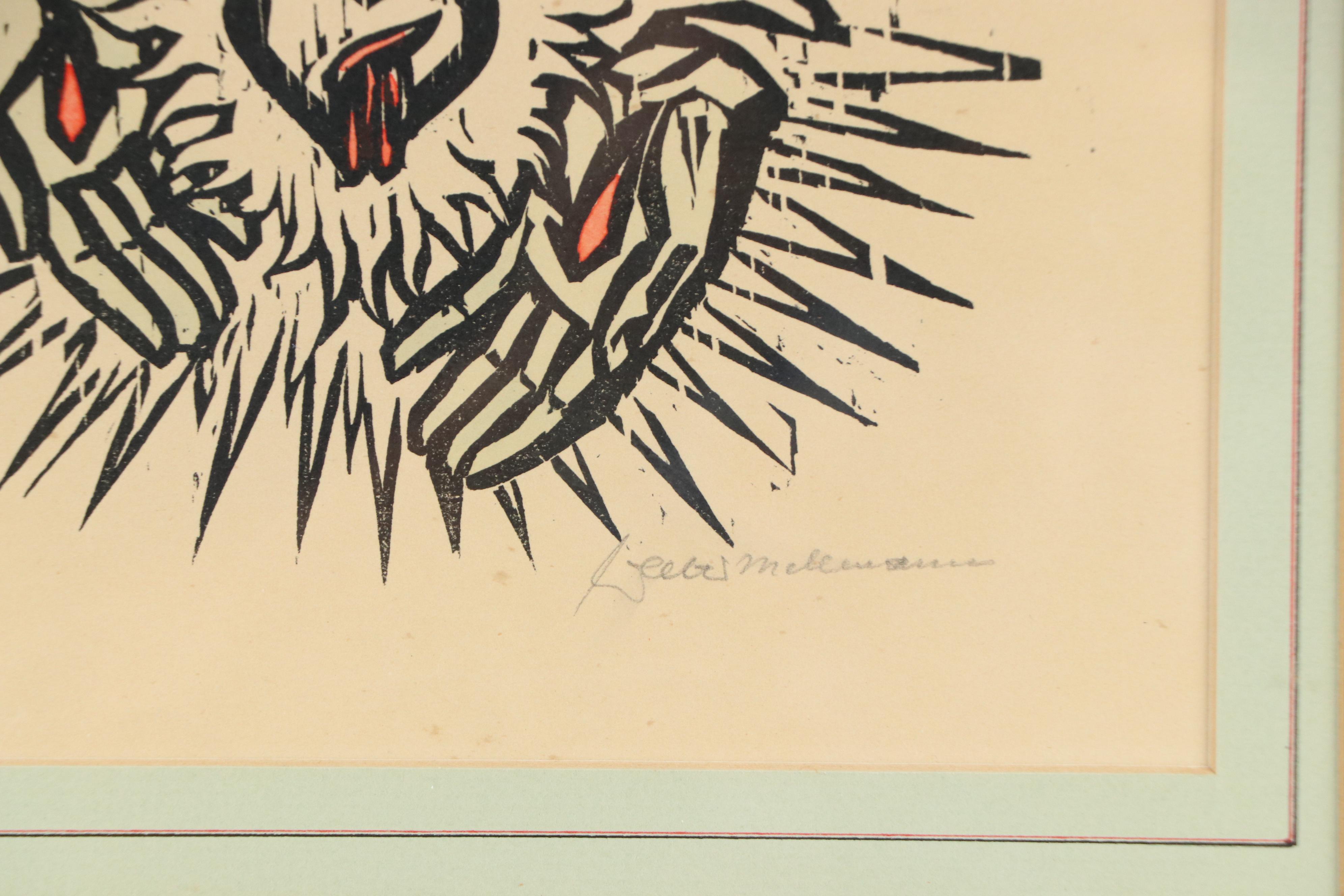 Sacred Heart Crucifixion Linocut, 21st Century