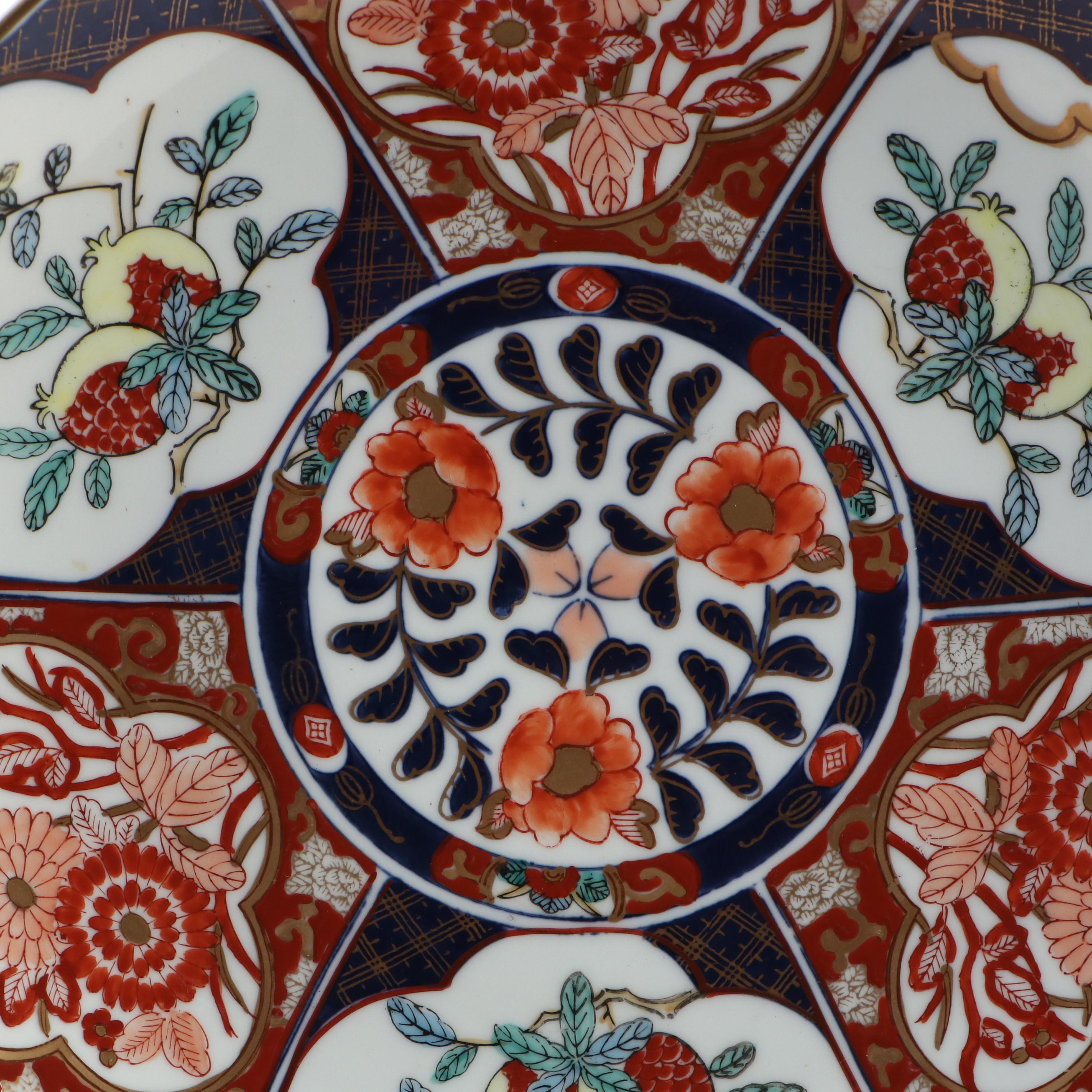 Arita Japanese Imari Style Wall Plate with Other Chinoiserie Ceramic Vases