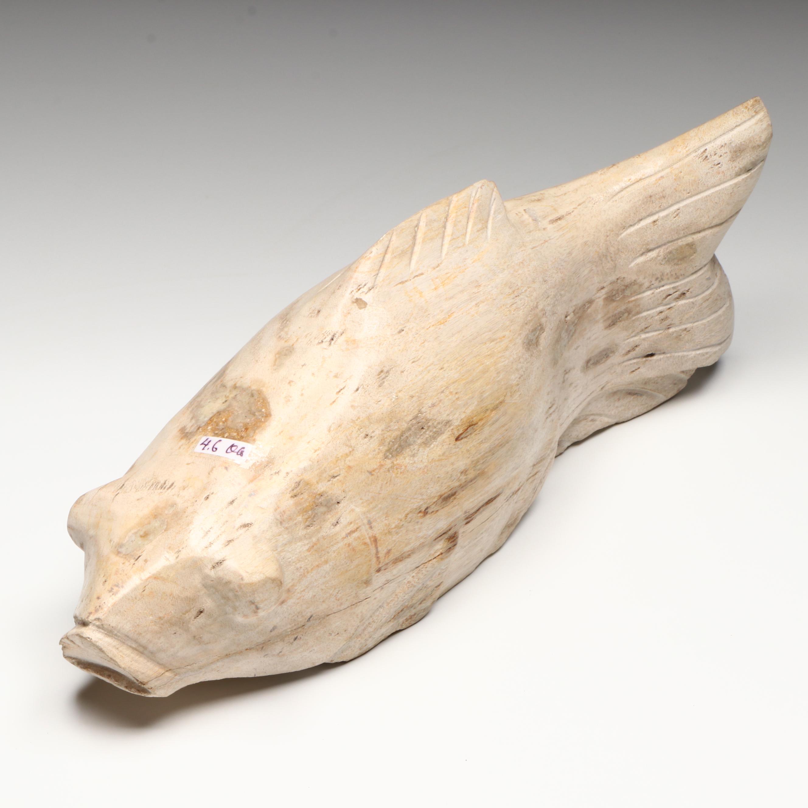 Carved Petrified Wood Fish Sculpture
