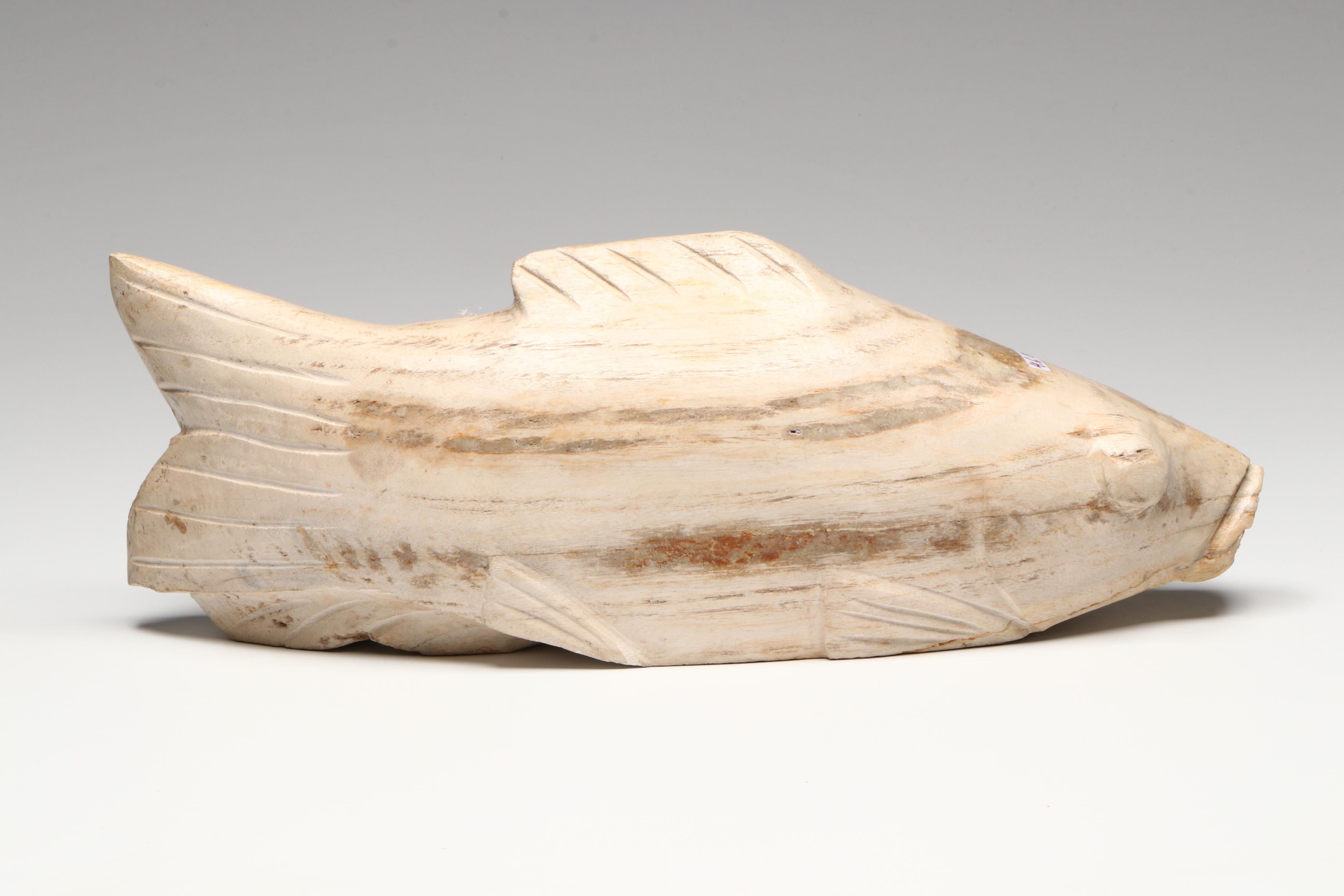 Carved Petrified Wood Fish Sculpture